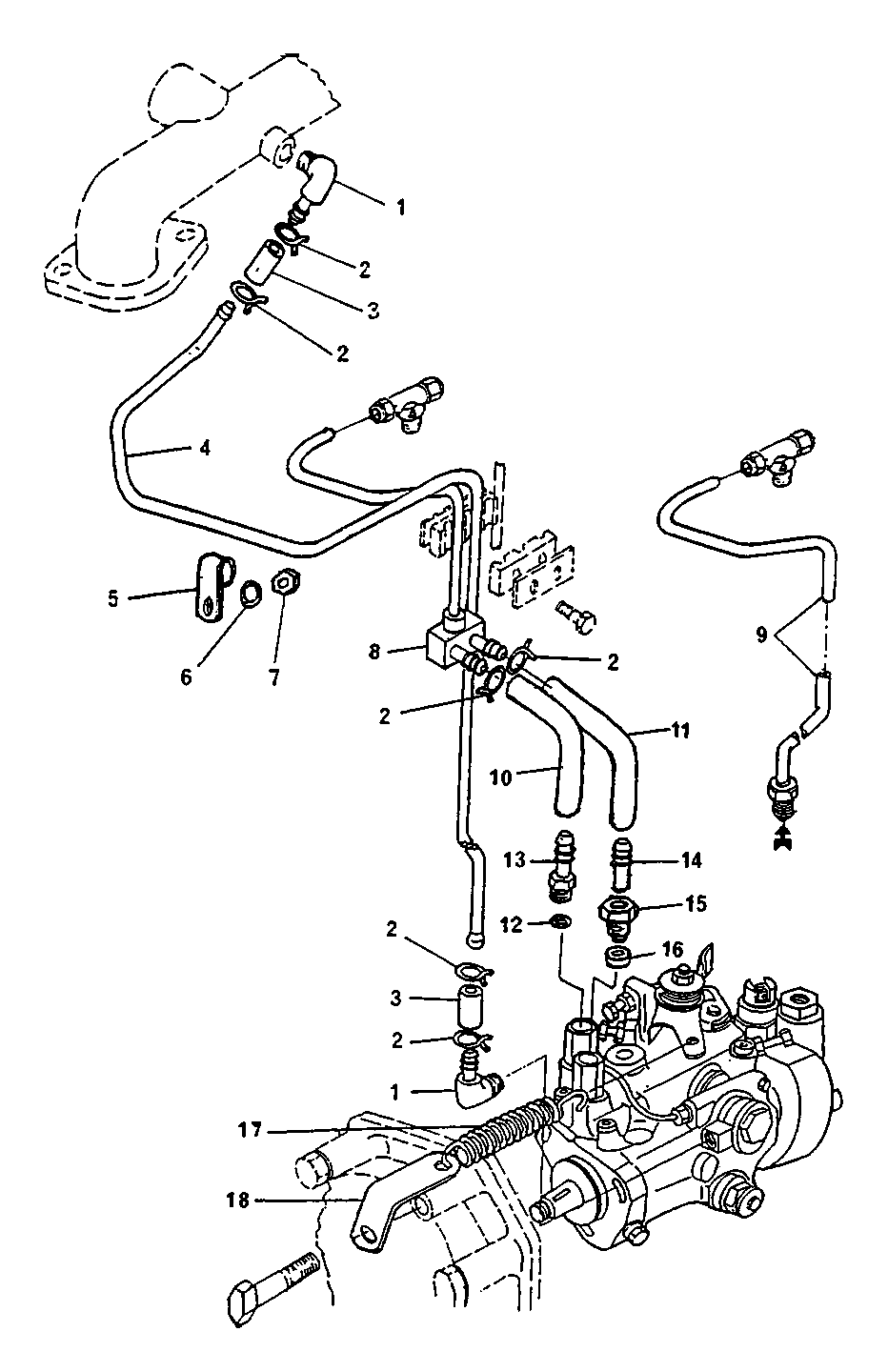 ANEROID LINES AND FUEL RETURN LINES - INJECTION PUMP
