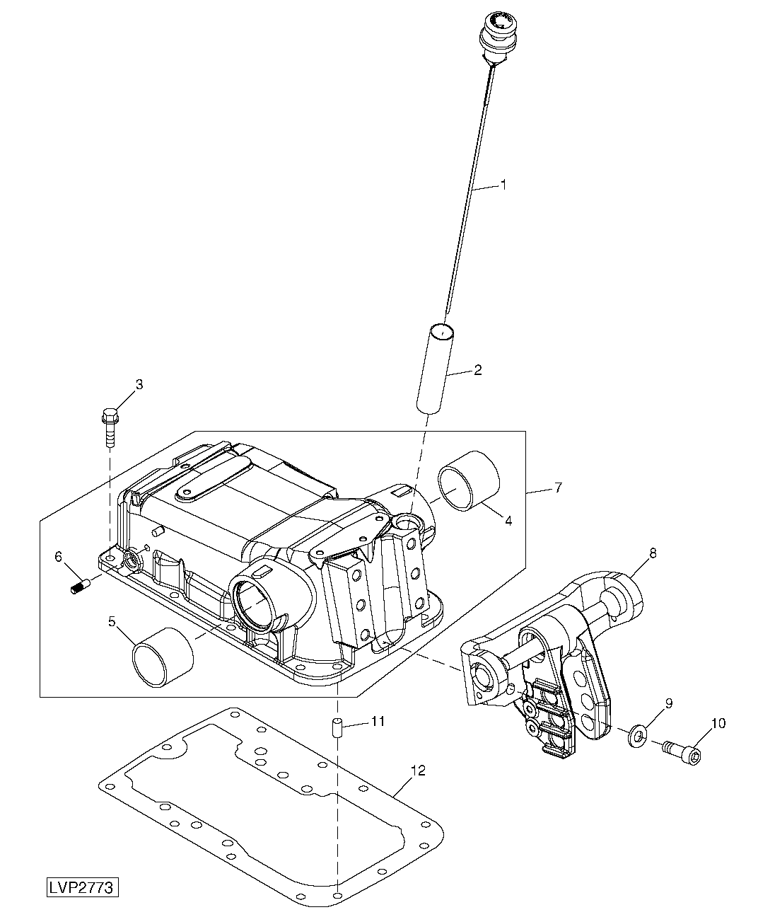 ROCKSHAFT HOUSING, DIPSTICK AND CENTER LINK BRACKET