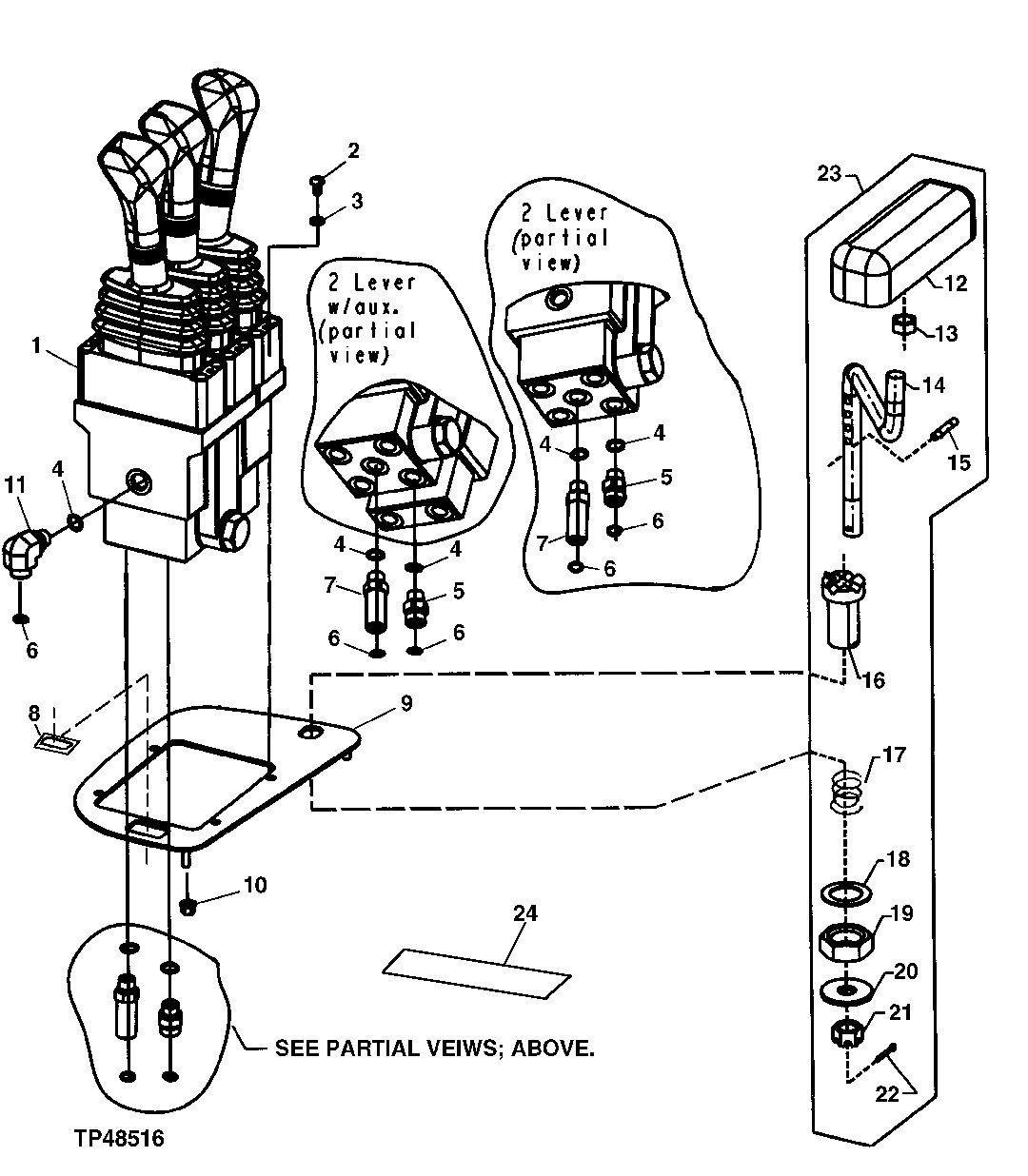 TWO LEVER CONTROLLER MOUNTING WITH AND WITHOUT AUXILIARY THIRD AND FOURTH FUNCTION ( - 562209)
