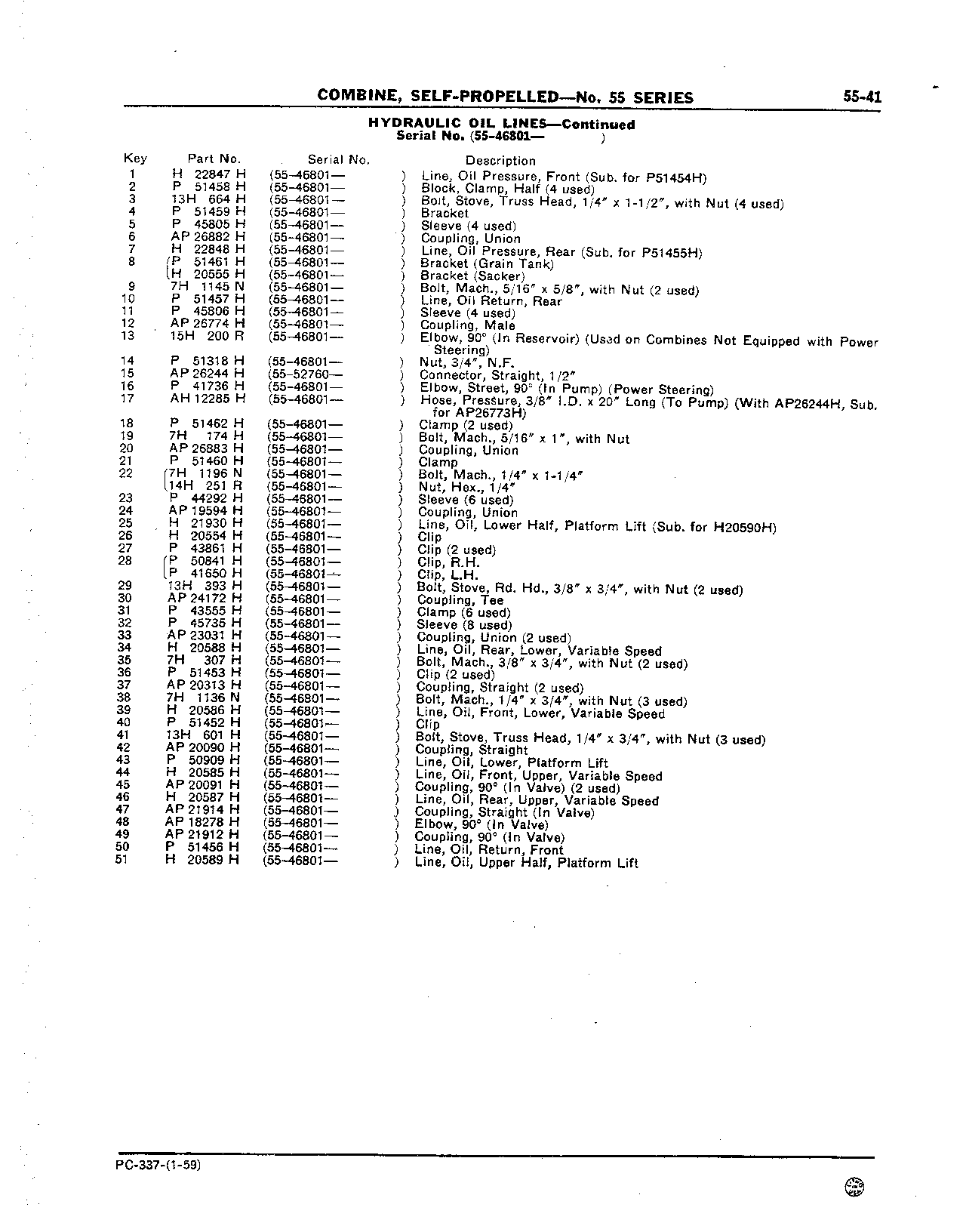 Platform Lift Serial No. (55-46801- ) (Continued)