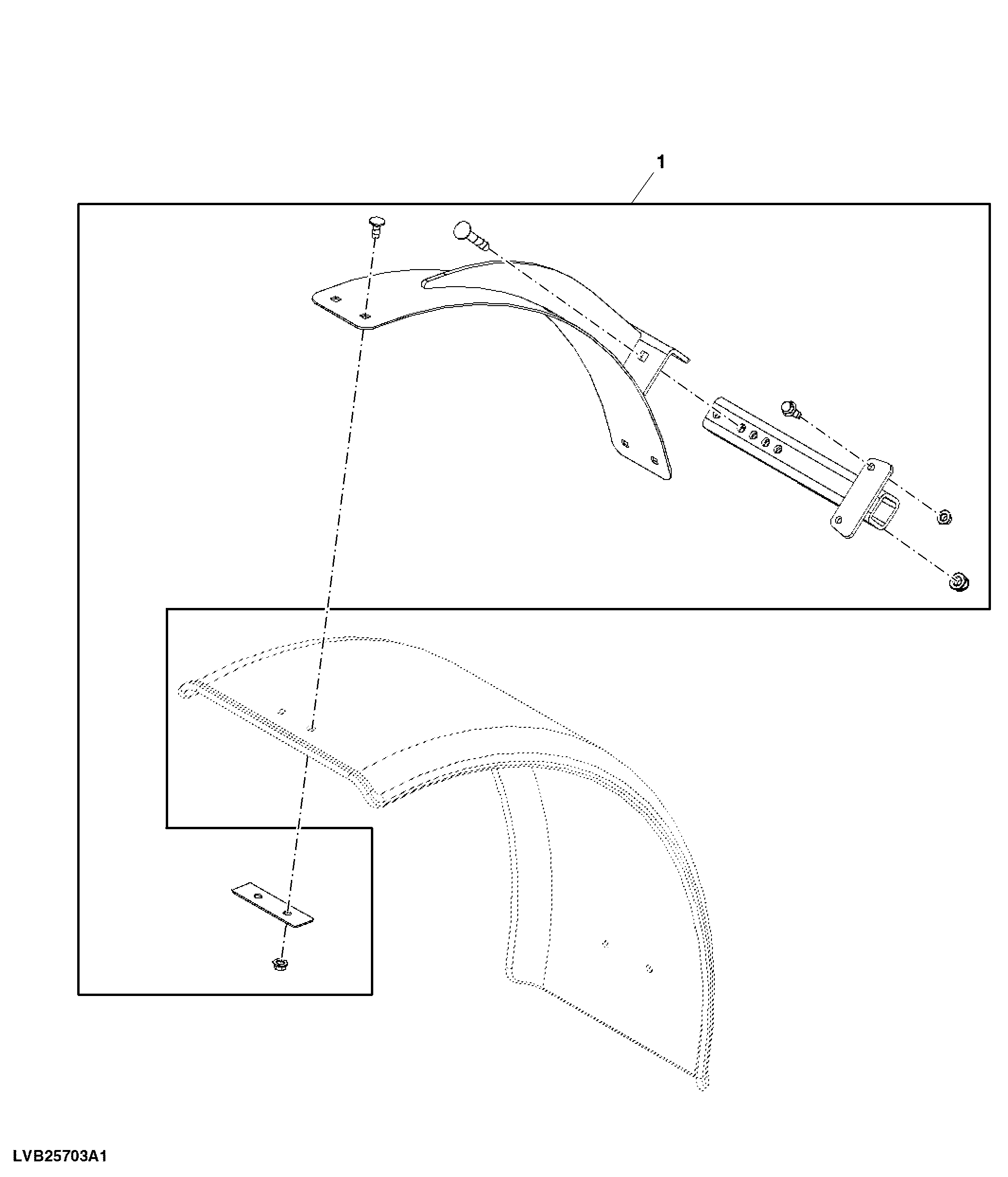 Attachment, Front Fender Mounting Brackets and Hardware W/ Loader, MFWD