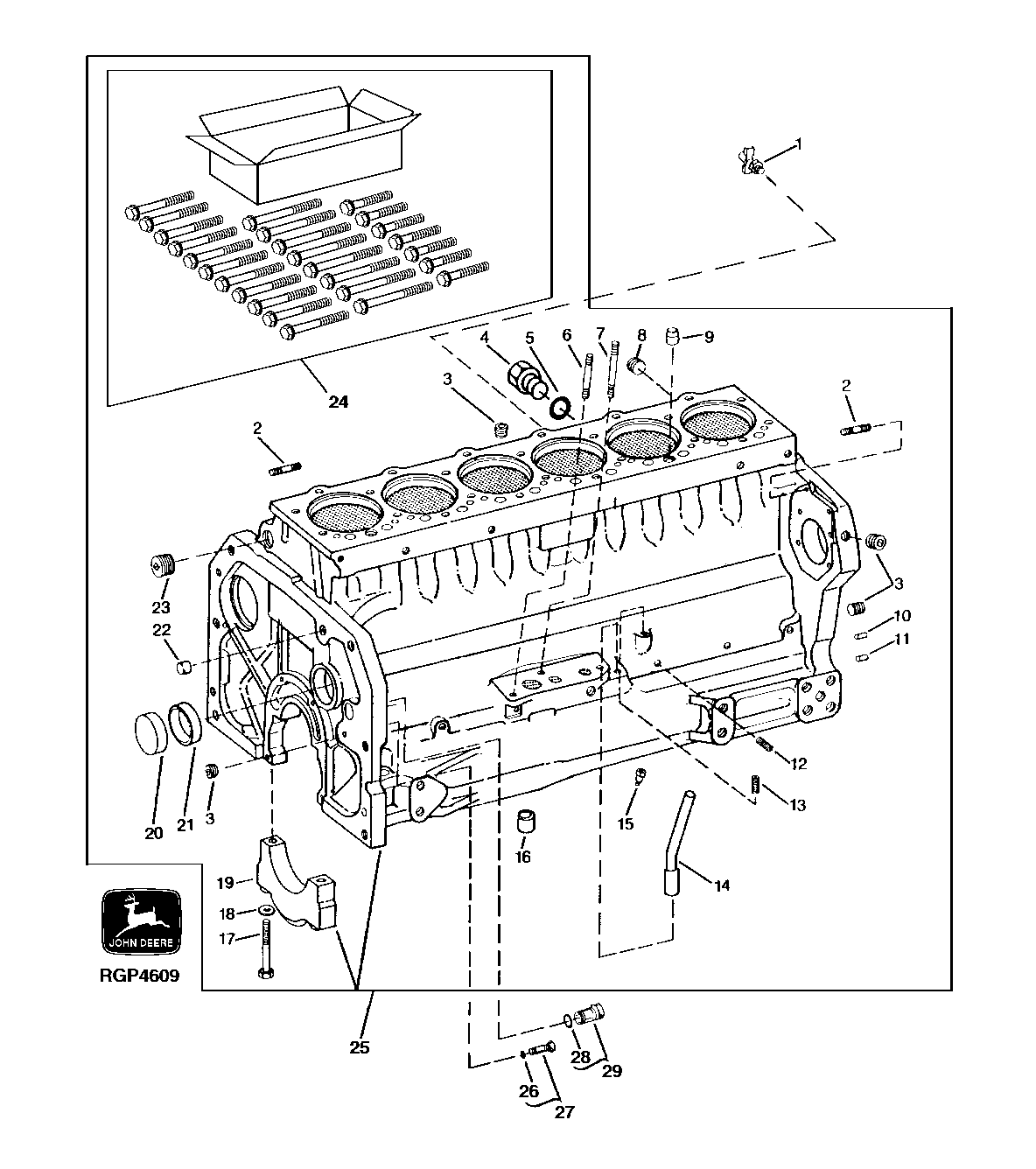 CYLINDER BLOCK FITTINGS AND MAIN BEARING CAPS