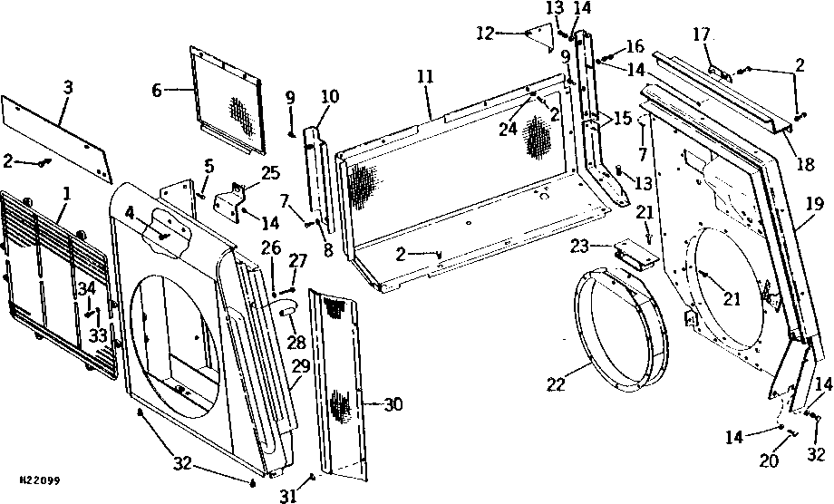 FAN SHROUD, ENGINE COMPARTMENT REAR SHEET, AND INSTRUMENT WALL (8001 - 111900)