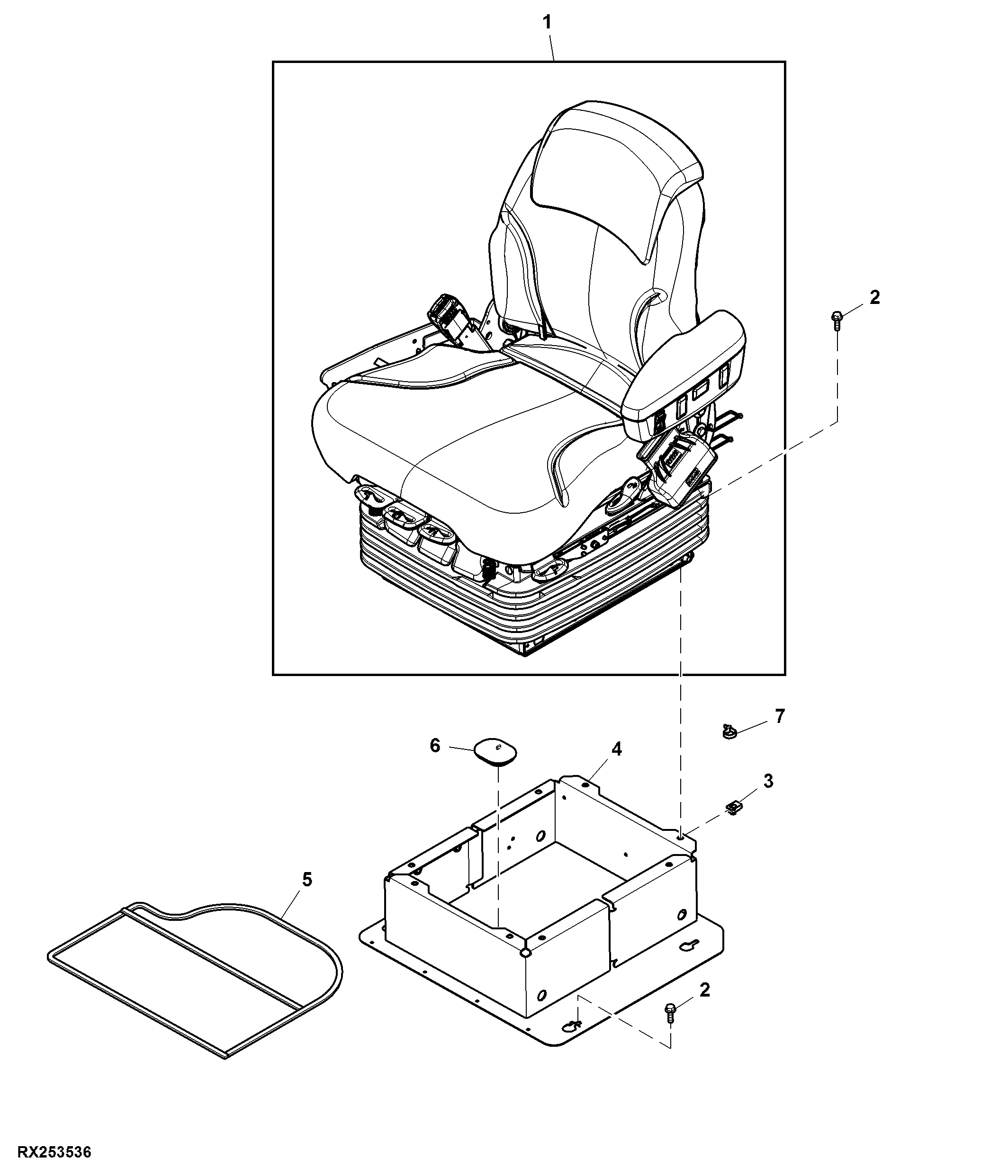 Seat Assembly, Passive, Fabric, W/ Backrest Extension, W/ Cushion Adjustment (For Scraper)