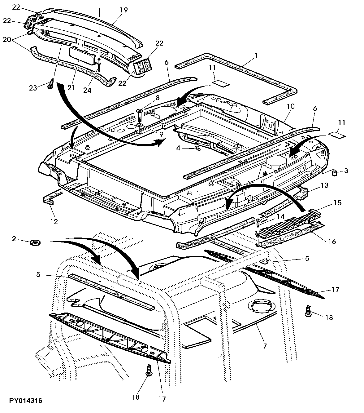 HEADLINER, HEADLINER TRIM (NOT WITH HINGED HATCH)