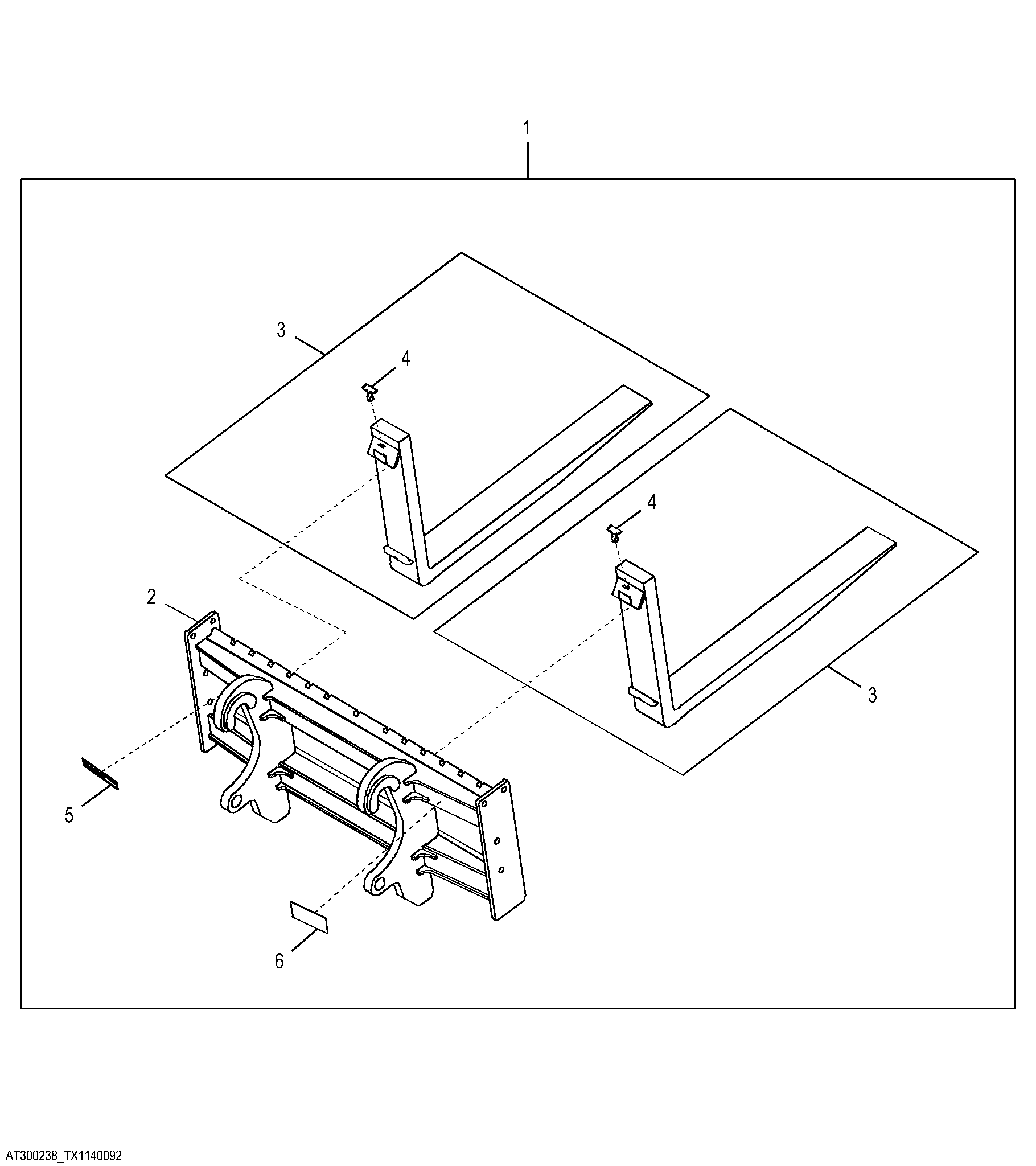 Coupler Fork Frame Carriage 1.52 m (60.00 in) with 1.22 m (48.00 in) Tines Kit