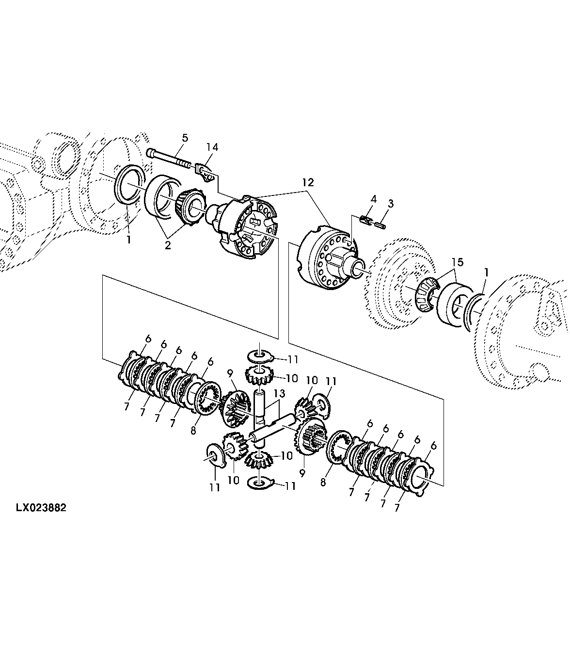 MULTIPLE DISK SELF-LOCK. DIFFERENTIAL, MFWD-AXLE AS2045 (WITH FRONT WHEEL BRAKE)