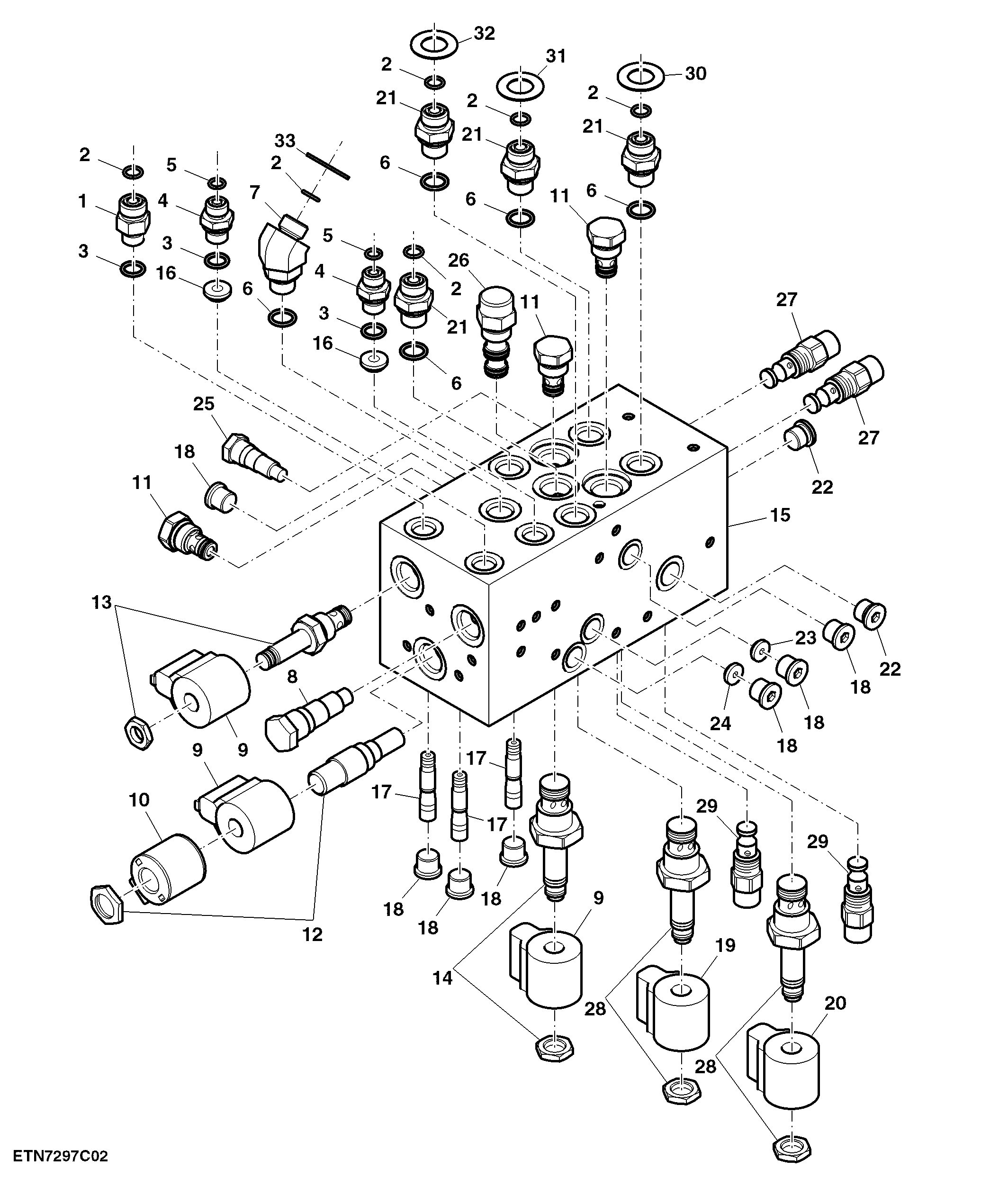 Reel Position Valve Stack - W/ Lateral Tilt
