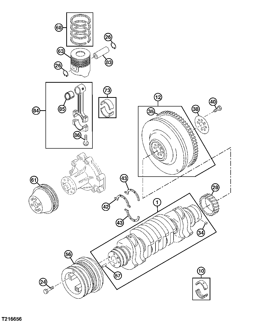 Crankshaft, Main Bearings, Connecting Rods, and Pistons