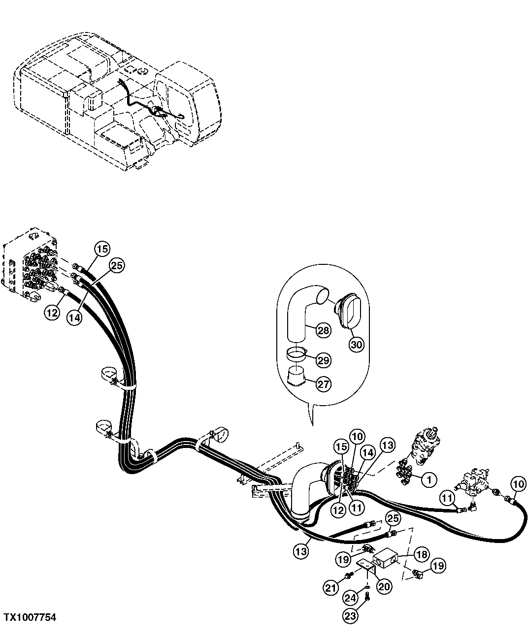 PILOT HYDRAULIC LINES (RIGHT PILOT CONTROLLER)