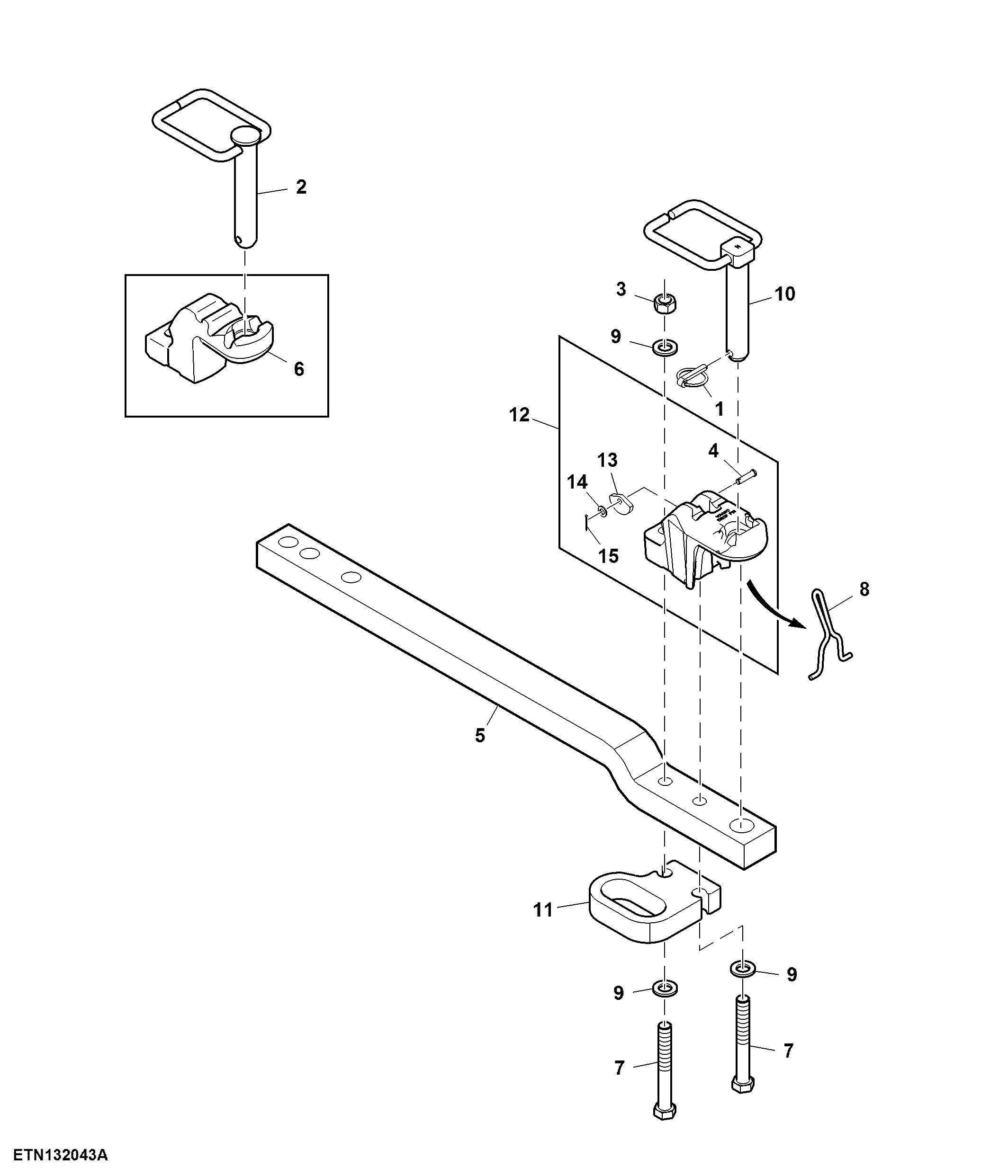 Drawbar, Clevis, Category lll, W/ Safety Chain Retainer