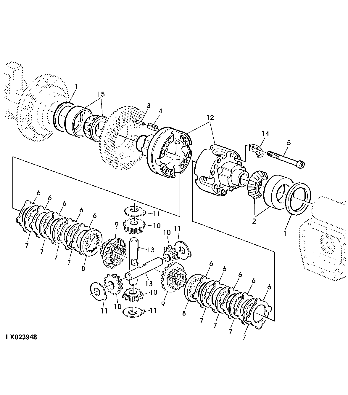 MULTIPLE DISK SELF-LOCK. DIFFERENTIAL, MFWD-AXLE AS2045 (WITH FRONT WHEEL BRAKE)