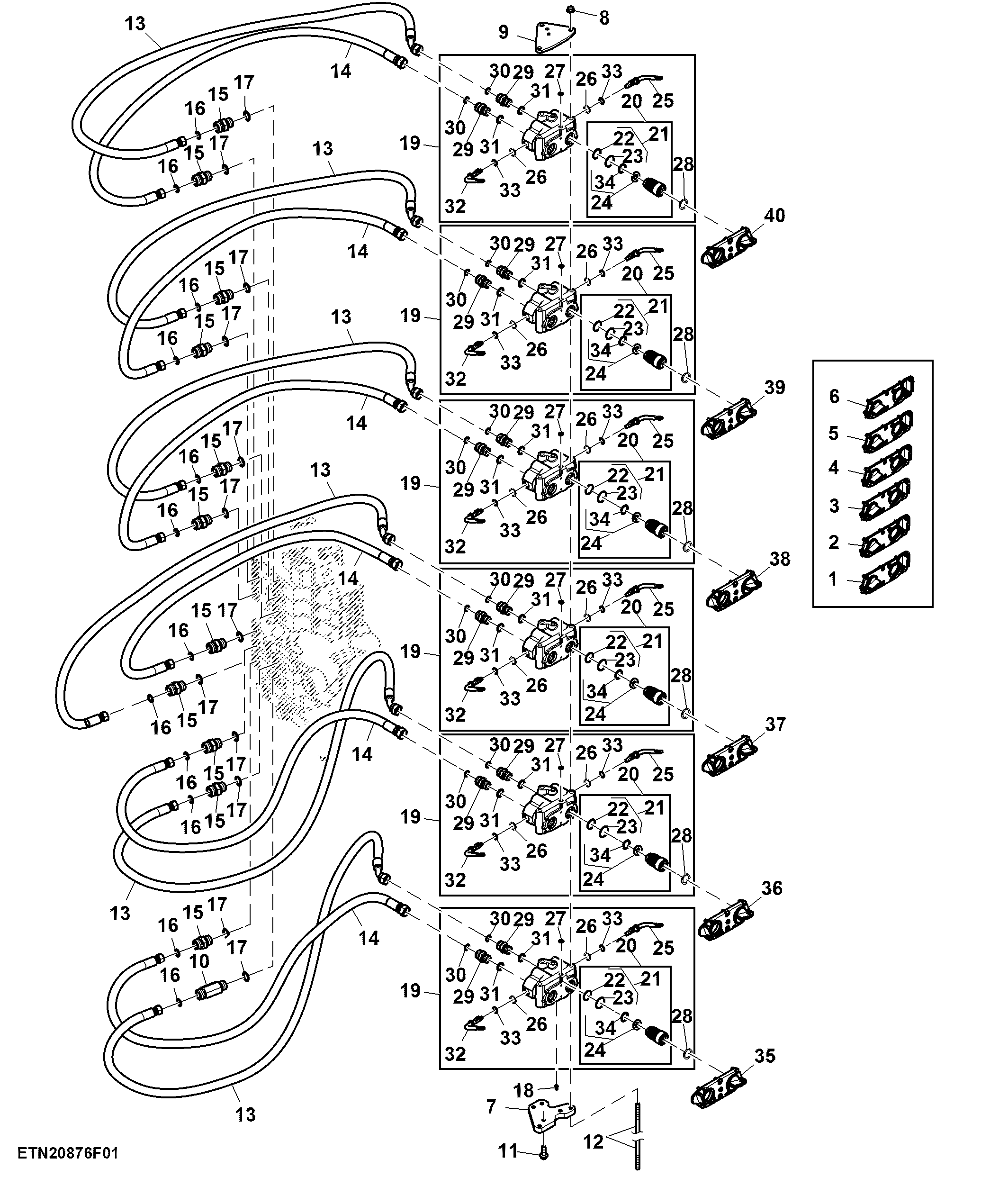Selective Control Valve, W/O Hitch, 6 Rear SCV, High Flow, Double Reduction Axle (For Scraper) (1/2)