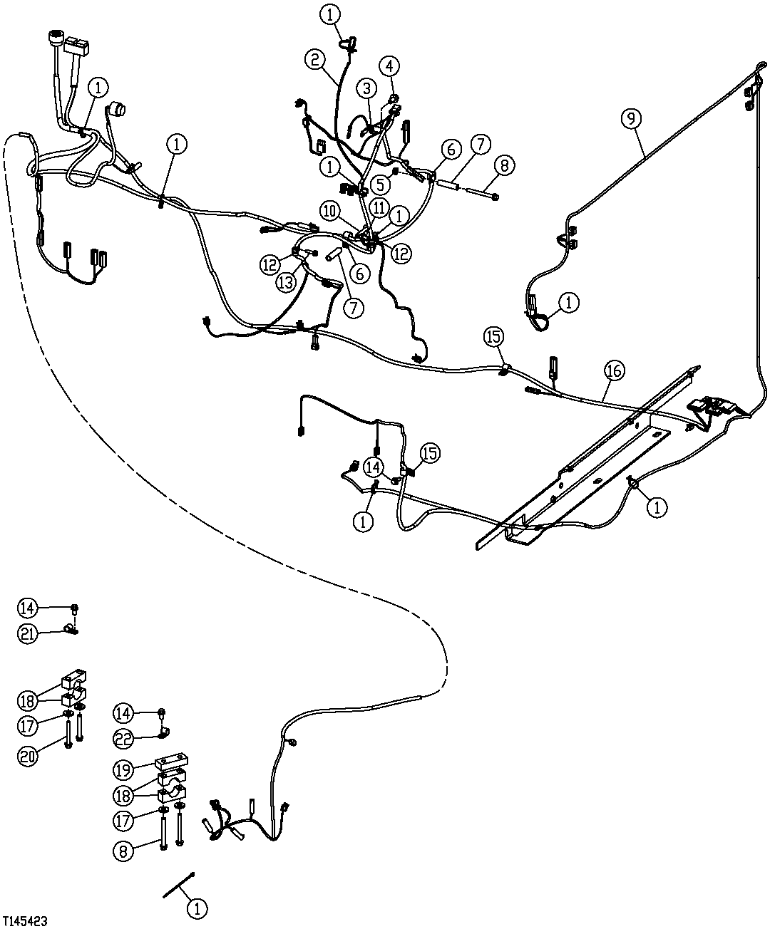 ENGINE FRAME, ENGINE AND REAR FRAME HARNESSES (SERIAL NO. -590067)