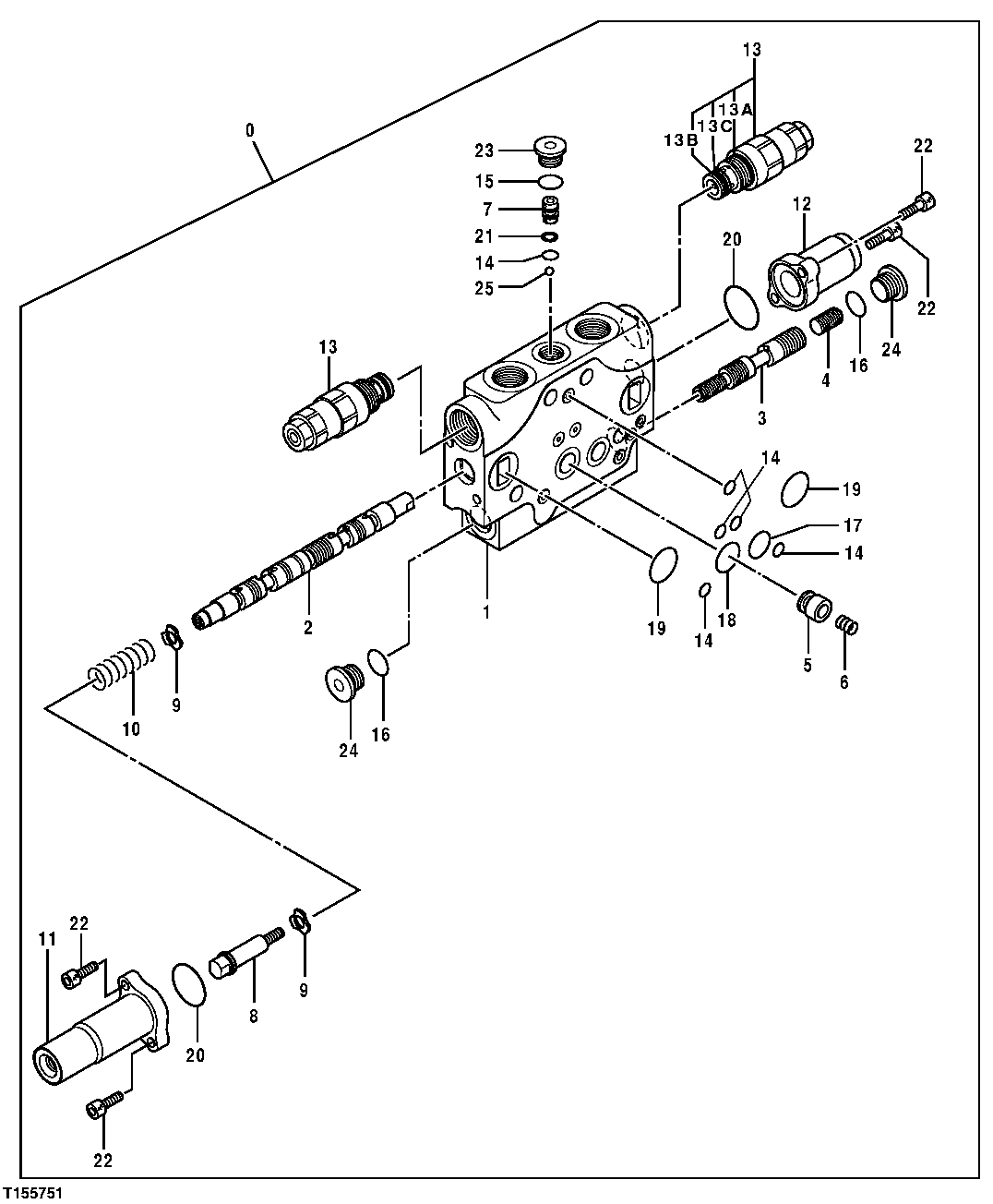 Main Control Valve Components - Bucket Section
