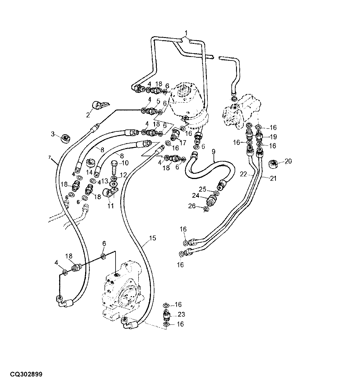 Hydrostatic Steering and Brakes, Hoses and Tubes, Cab