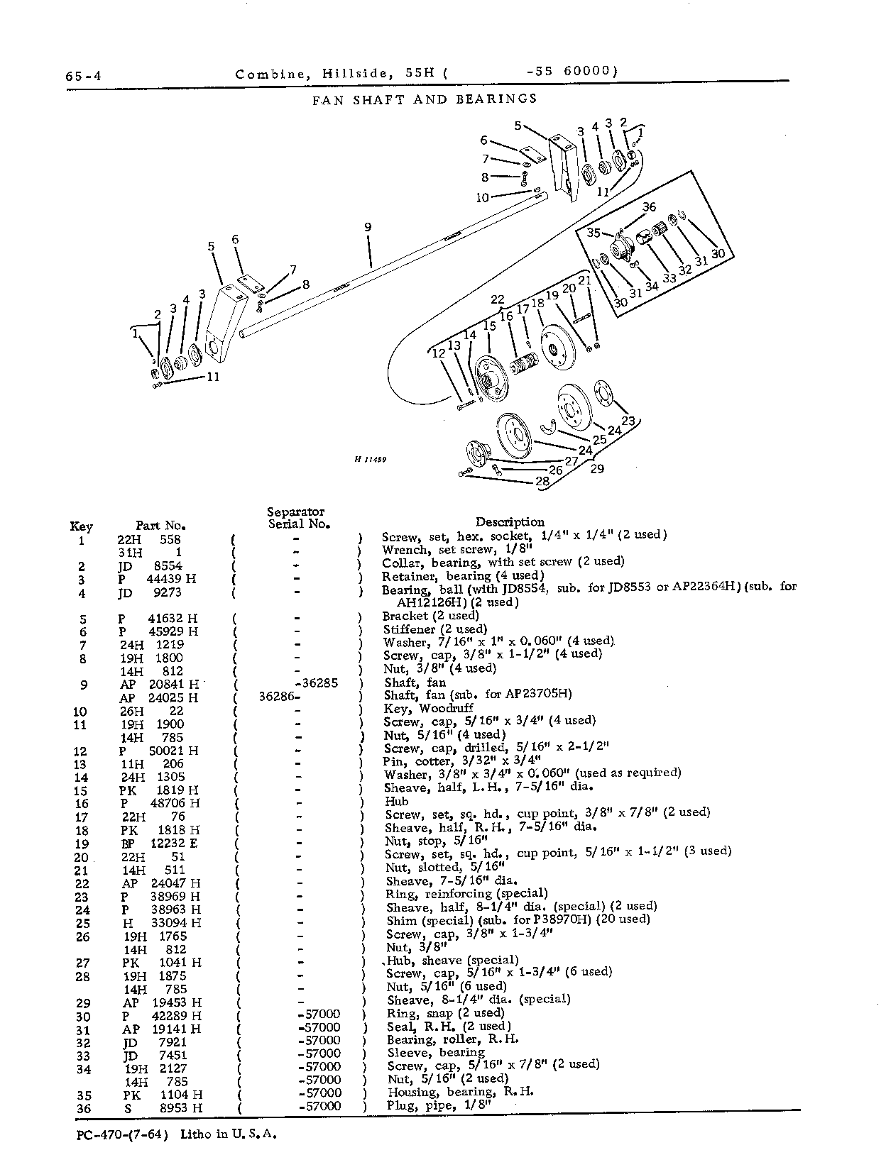 Fan shaft and bearings