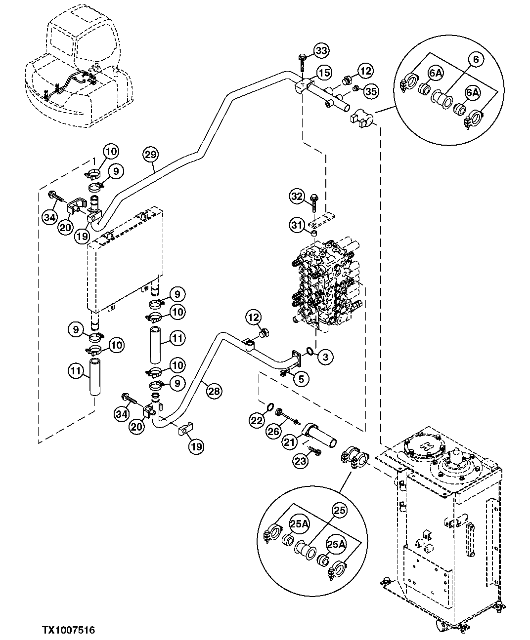 HYDRAULIC RETURN LINES (CONTROL VALVE TO RESERVOIR)