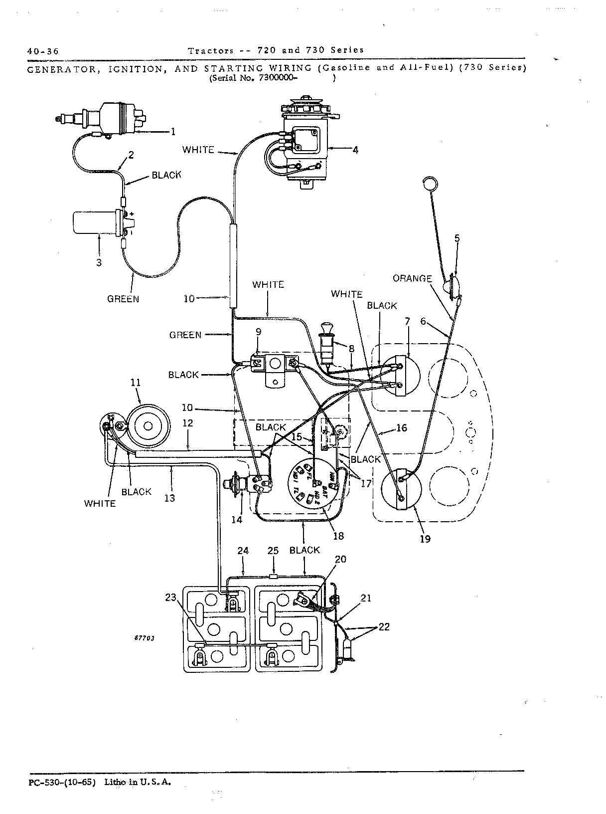 Generator, ignition and starting wiring