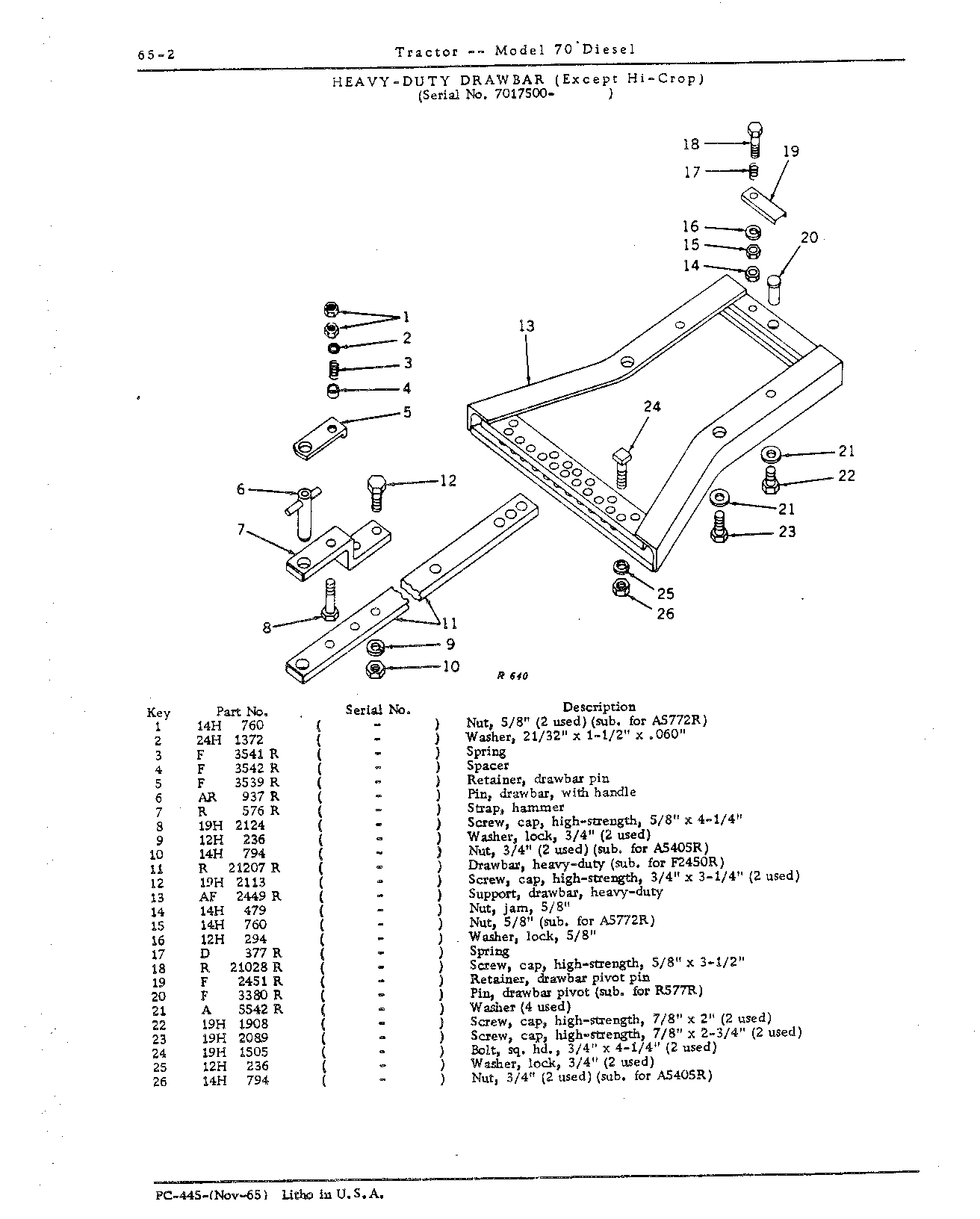 Section 65 - Drawbar and Seat (Continued)