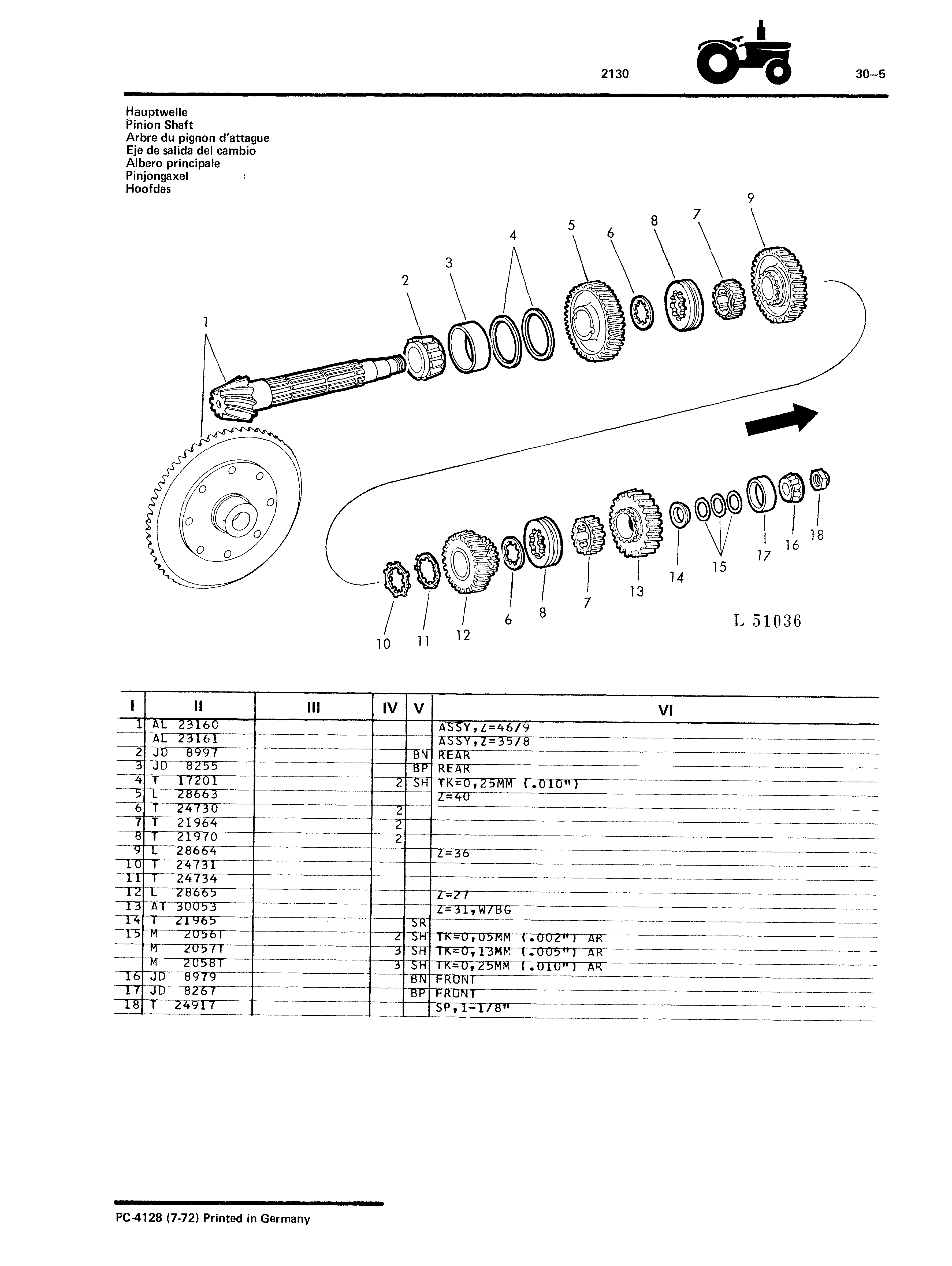 Pinion Shaft