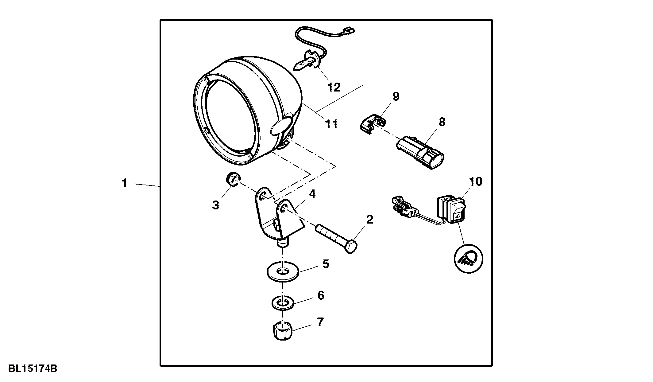Attachment, Work Lights, H3, Cab Front, Upright