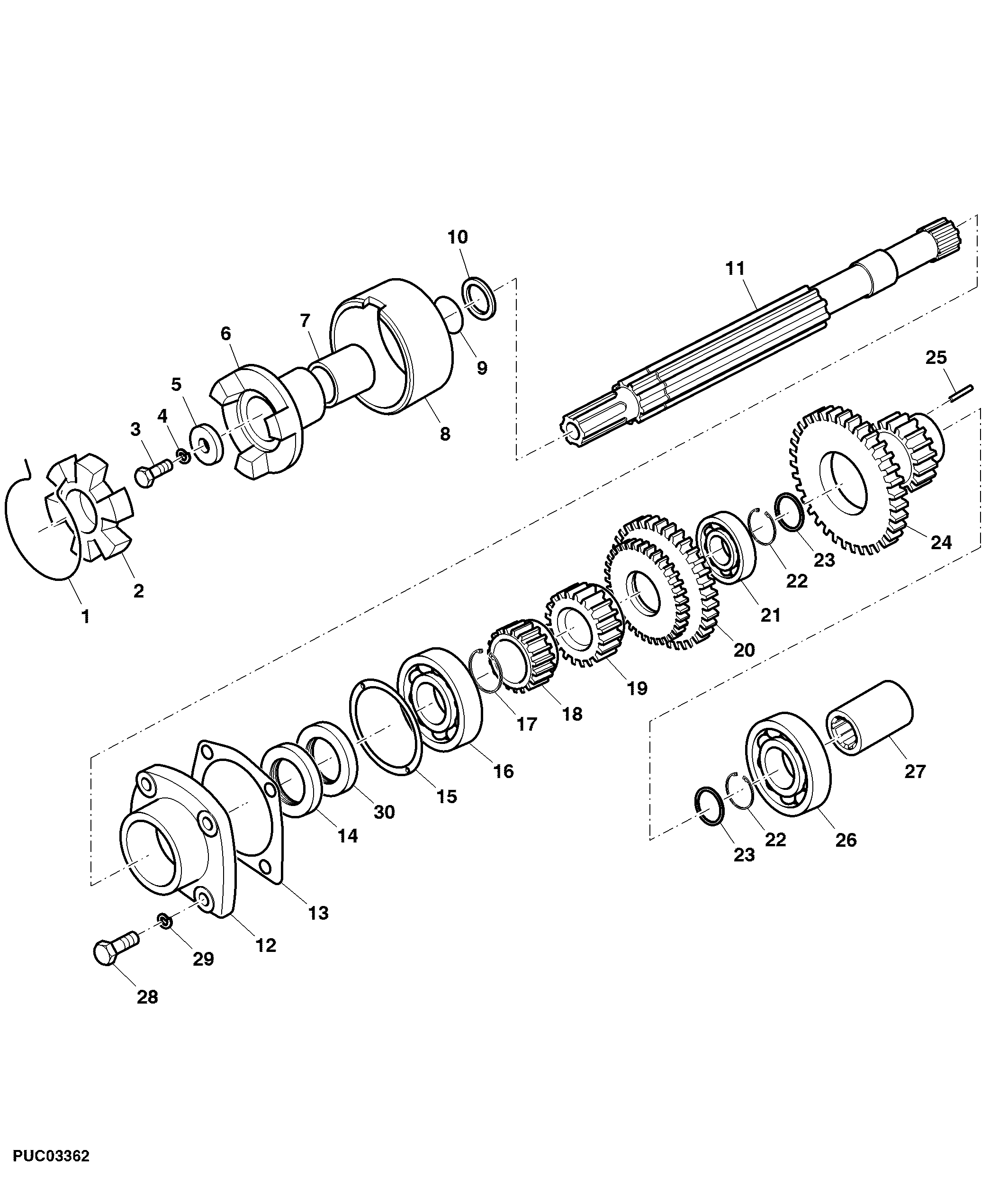 Drive Gearbox Primary Shaft (Single Clutch)