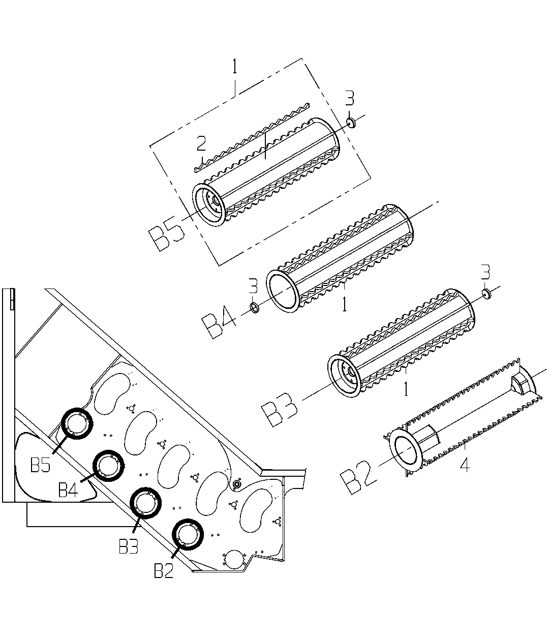 ROLLER GP, FEED (B2,B3,B4,B5)(OPTION 95BF)