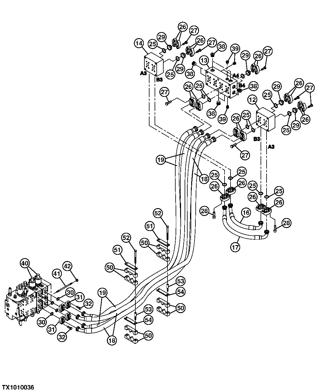 Ripper Hydraulic Control Valve Hoses and Manifold