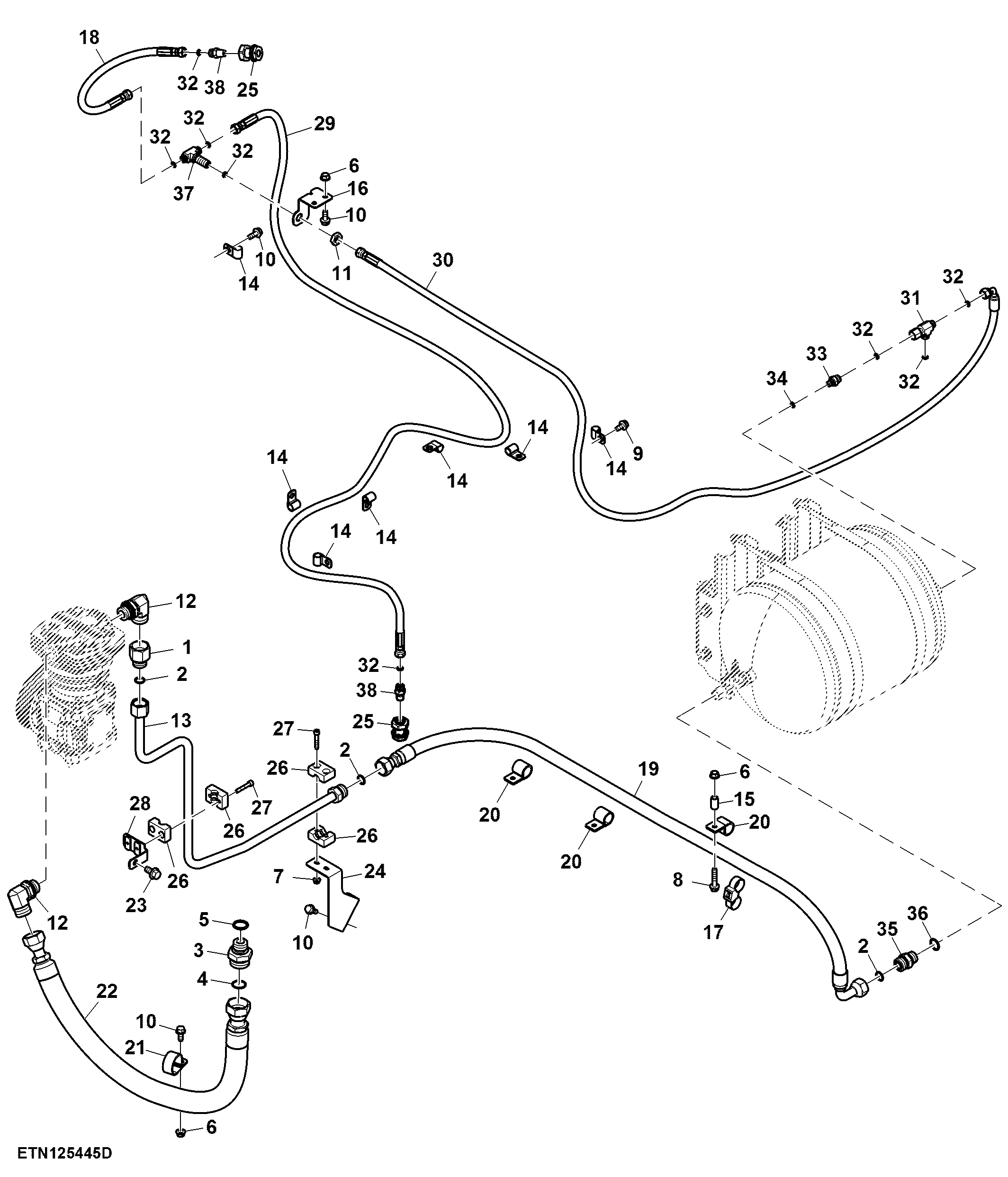Hydraulic Hoses, Air Compressor, Final Tier 4