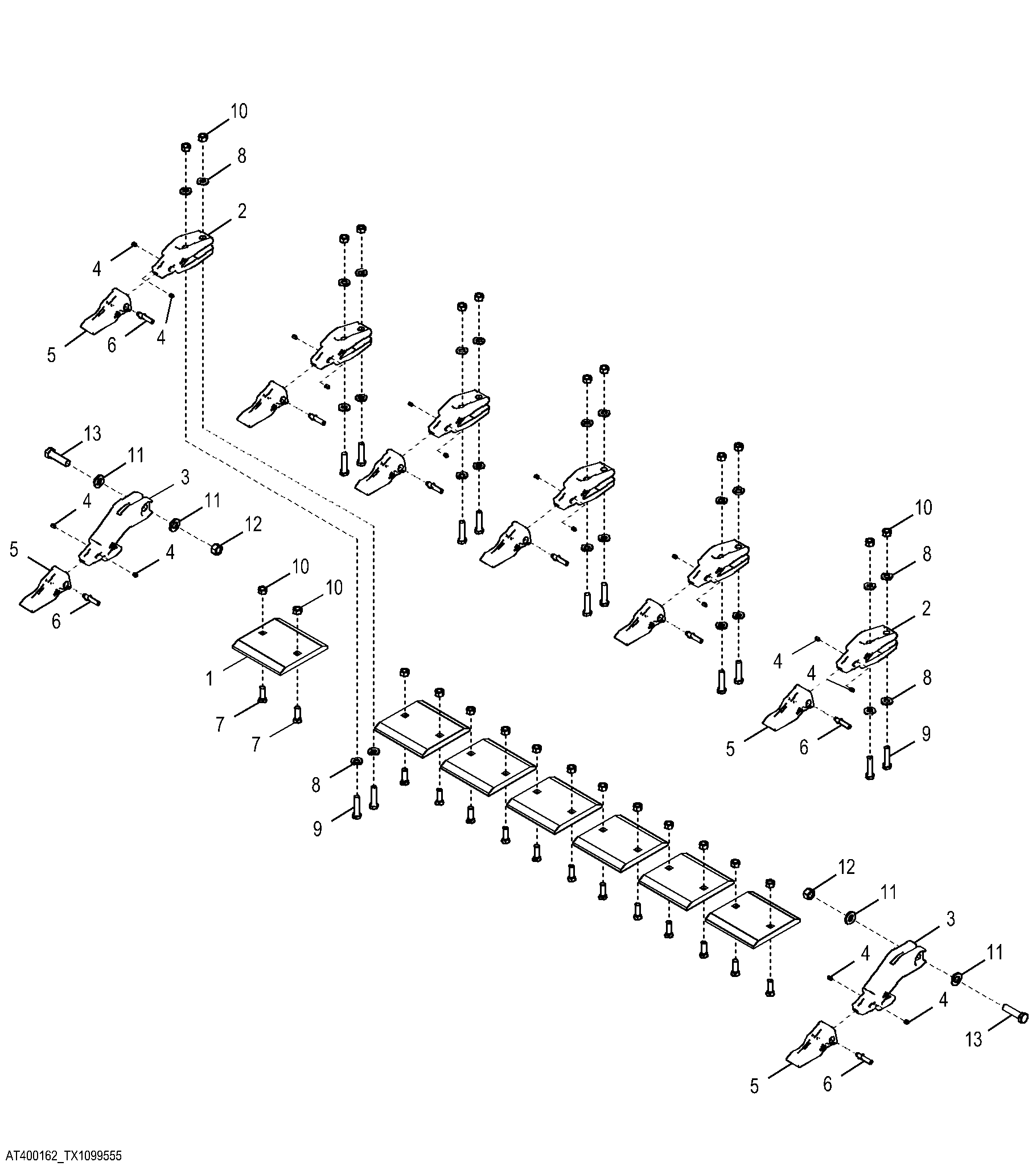 Bucket Teeth with Segments for 1.9 m³ (2.5 yd³) Bucket Width (637530 - )
