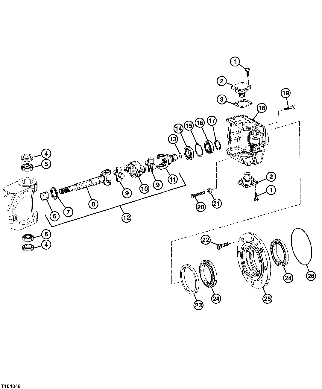 Front Axle Housings, Hubs and Universal Joints (w/ MFWD)