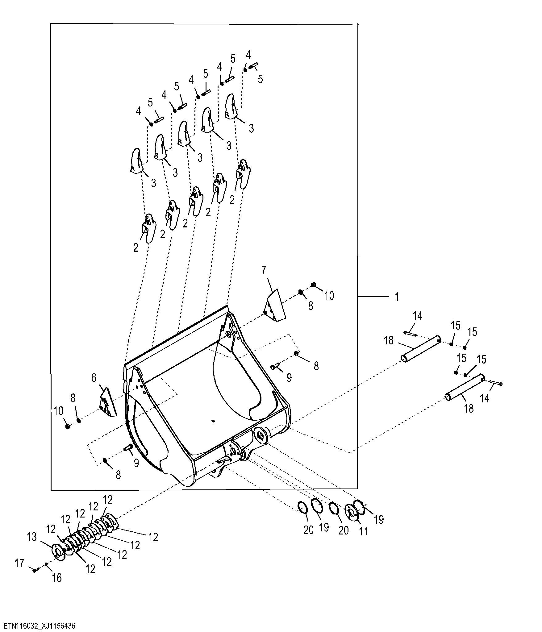 Bucket with Teeth 2.0 m³, General Purpose ( - 600061)