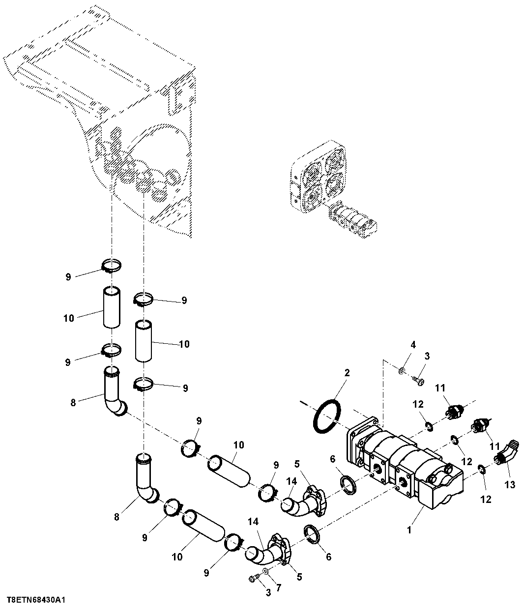 Elevator Drive Pump Lines, Feed Roller To Inner Crop Divider
