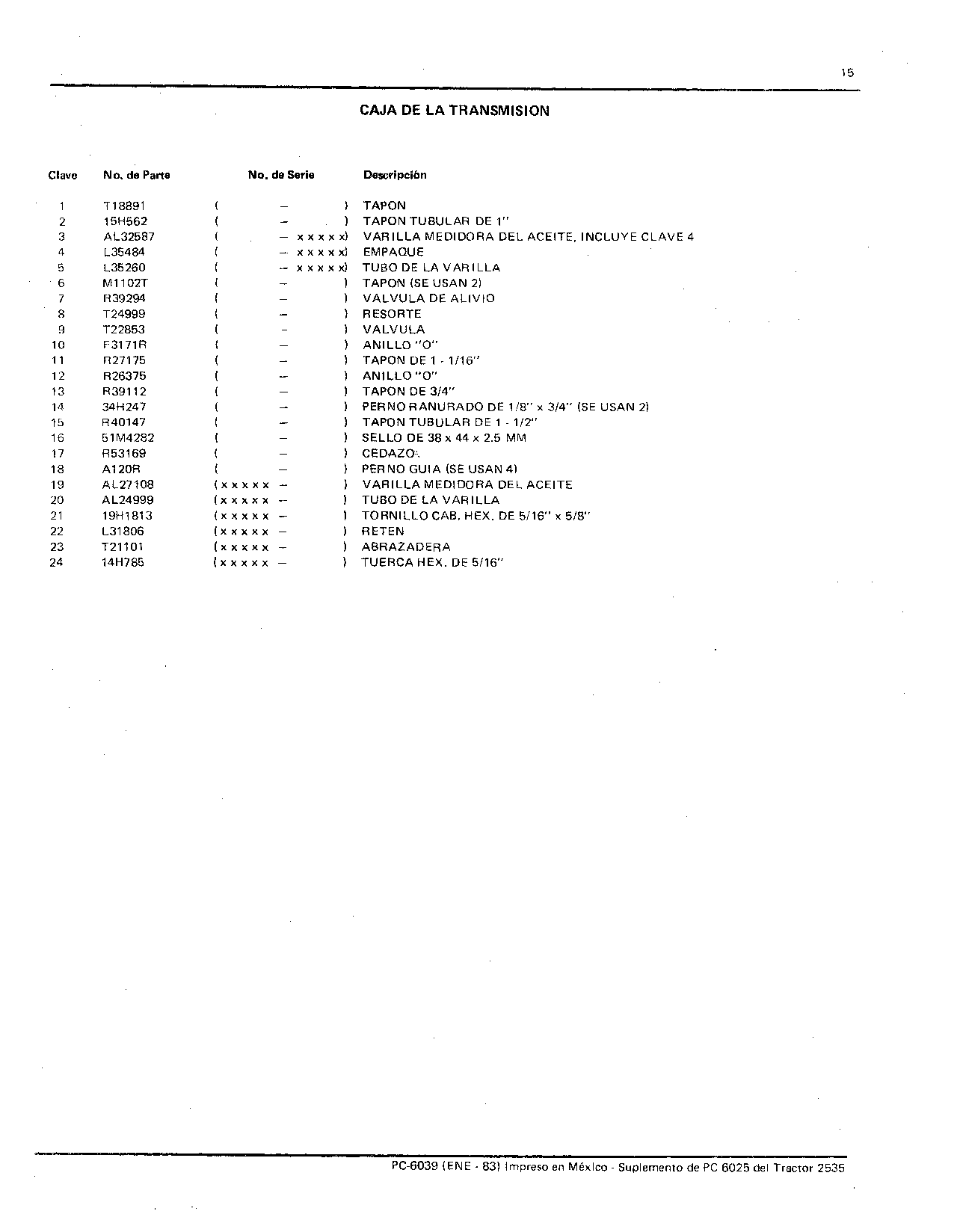 Caja de la Transmision (Continued)