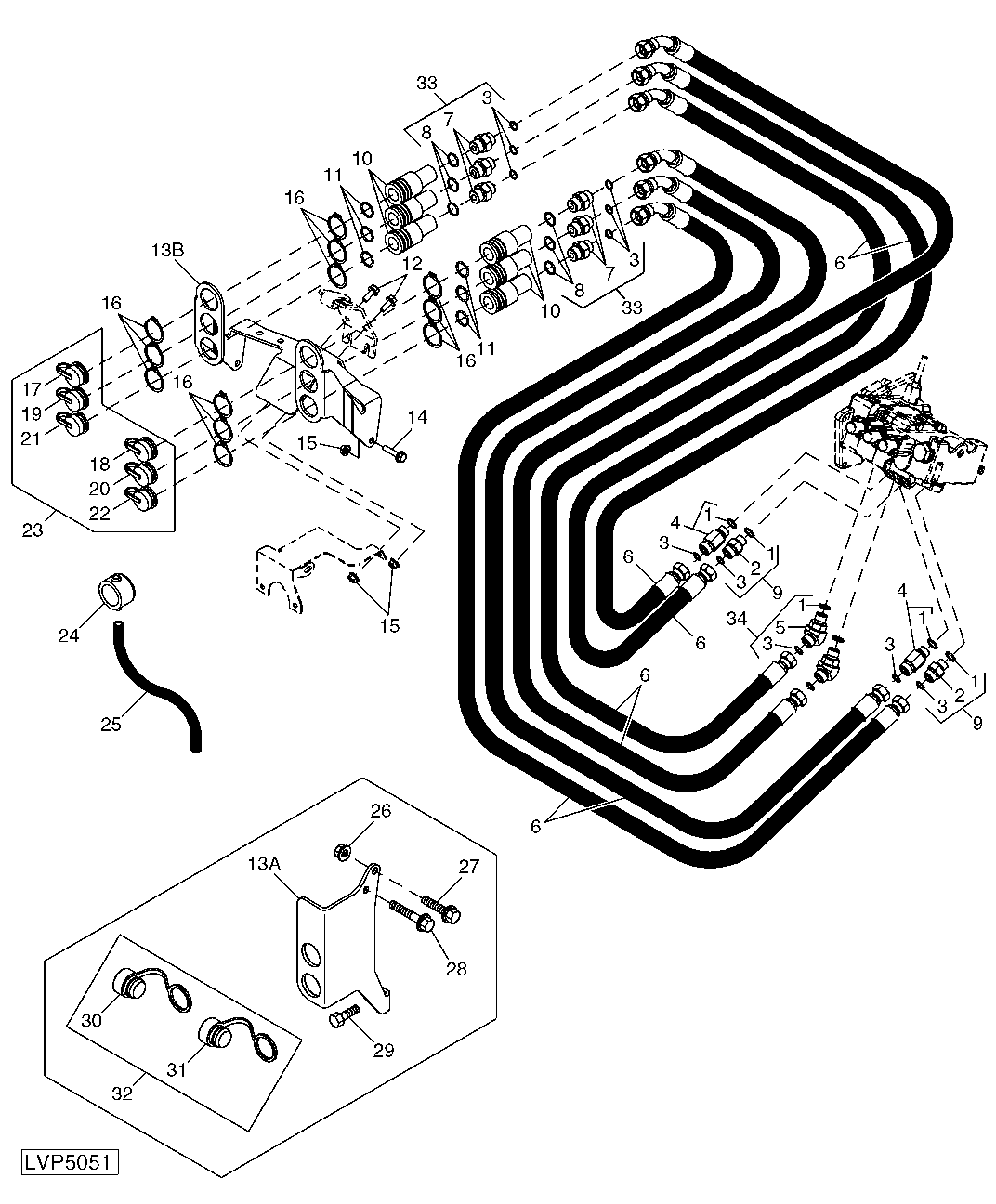 SINGLE (THIRD) SCV HYDRAULIC LINES (STRADDLE MOUNT)