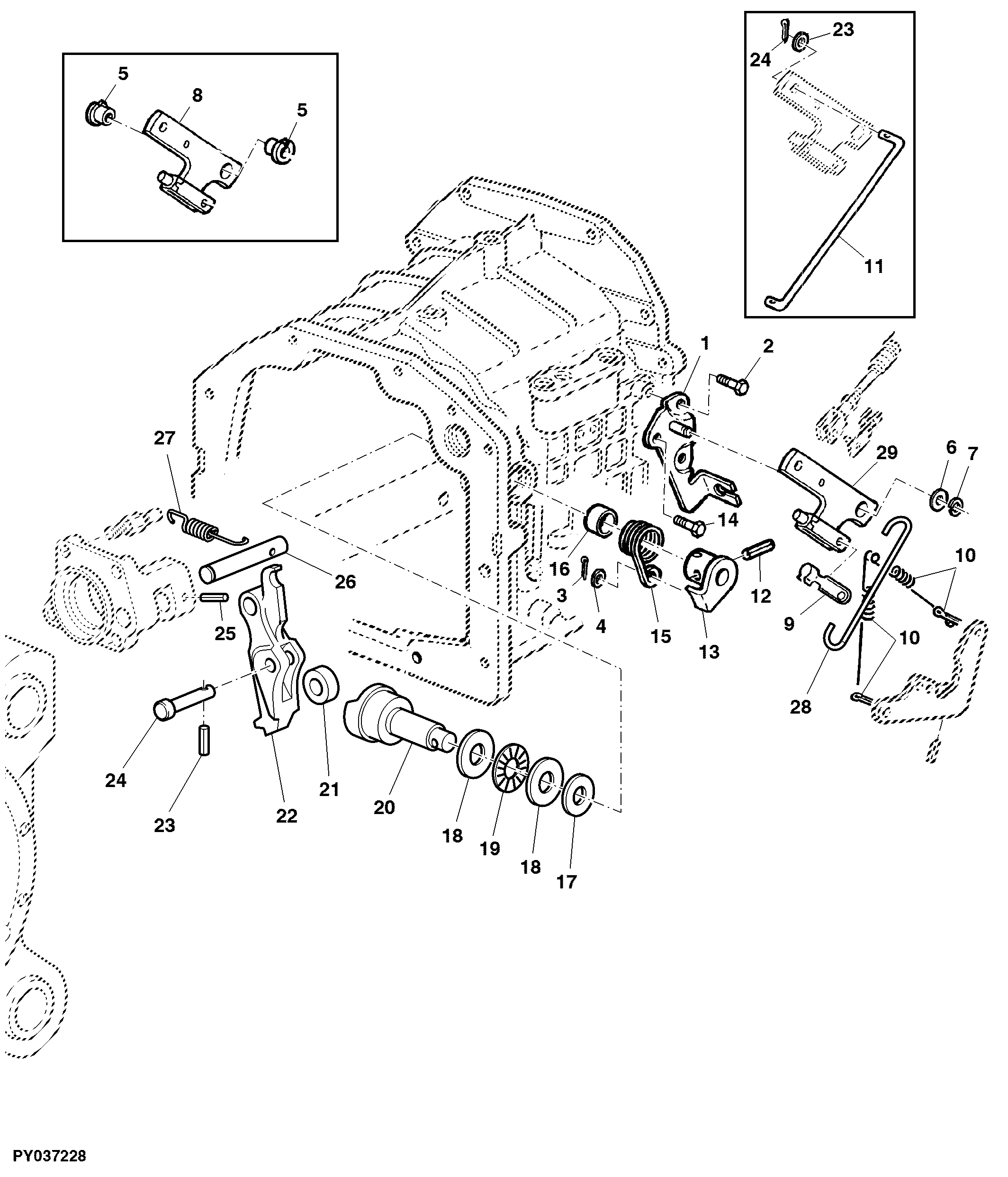 PARKING LOCK, RANGE TRANSMISSION (WITH MECH.REVERSER CONTROL AT STEERING COLUMN)