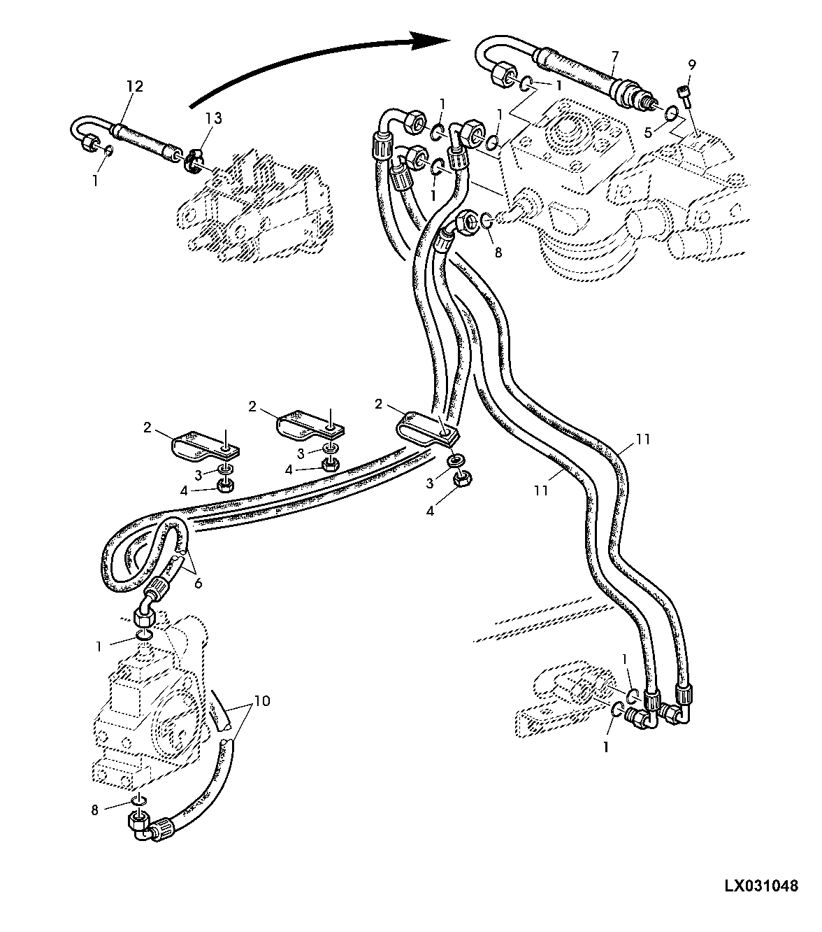 HYDROSTATIC STEERING, OIL LINES (2-POST ROLL GARD)