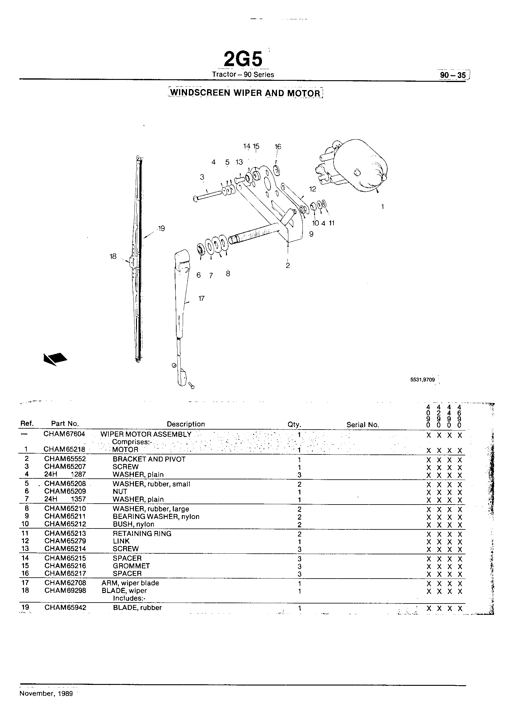 Operation Station Windscreen Wiper and Motor