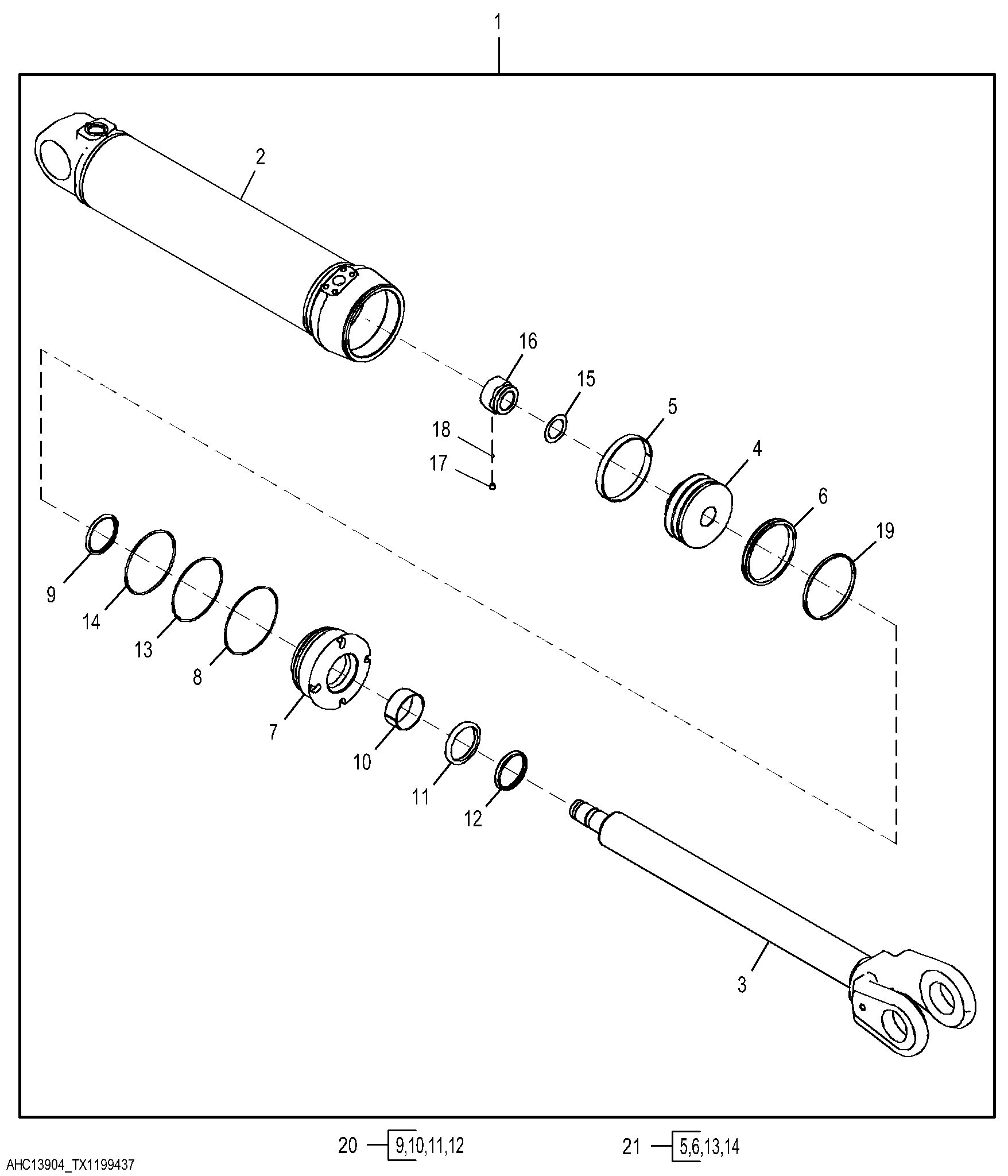 Left-side Boom Cylinder Components (NeverGrease™)