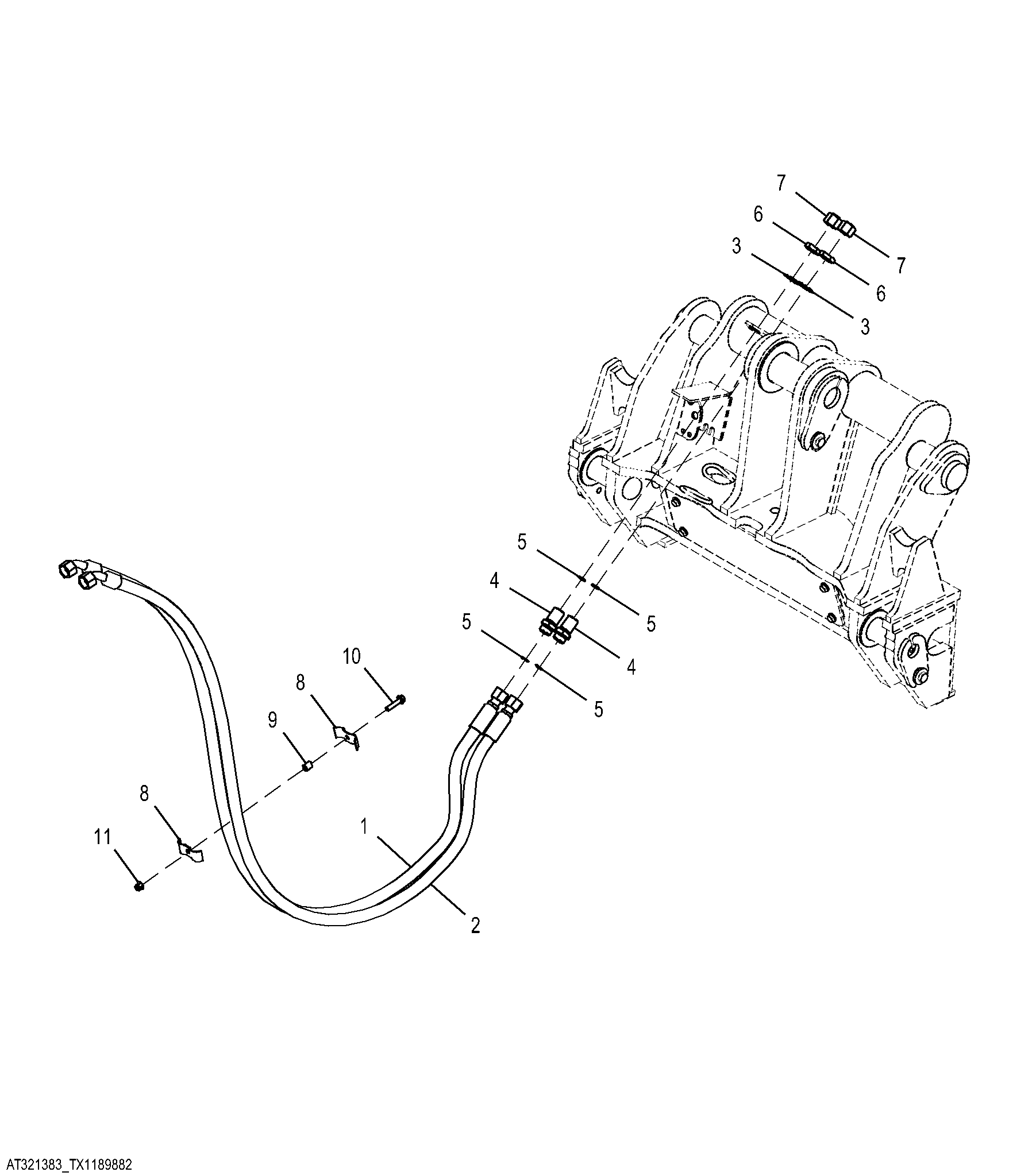 Third Function Boom To Coupler Hydraulic Lines (High Lift Z-Bar)