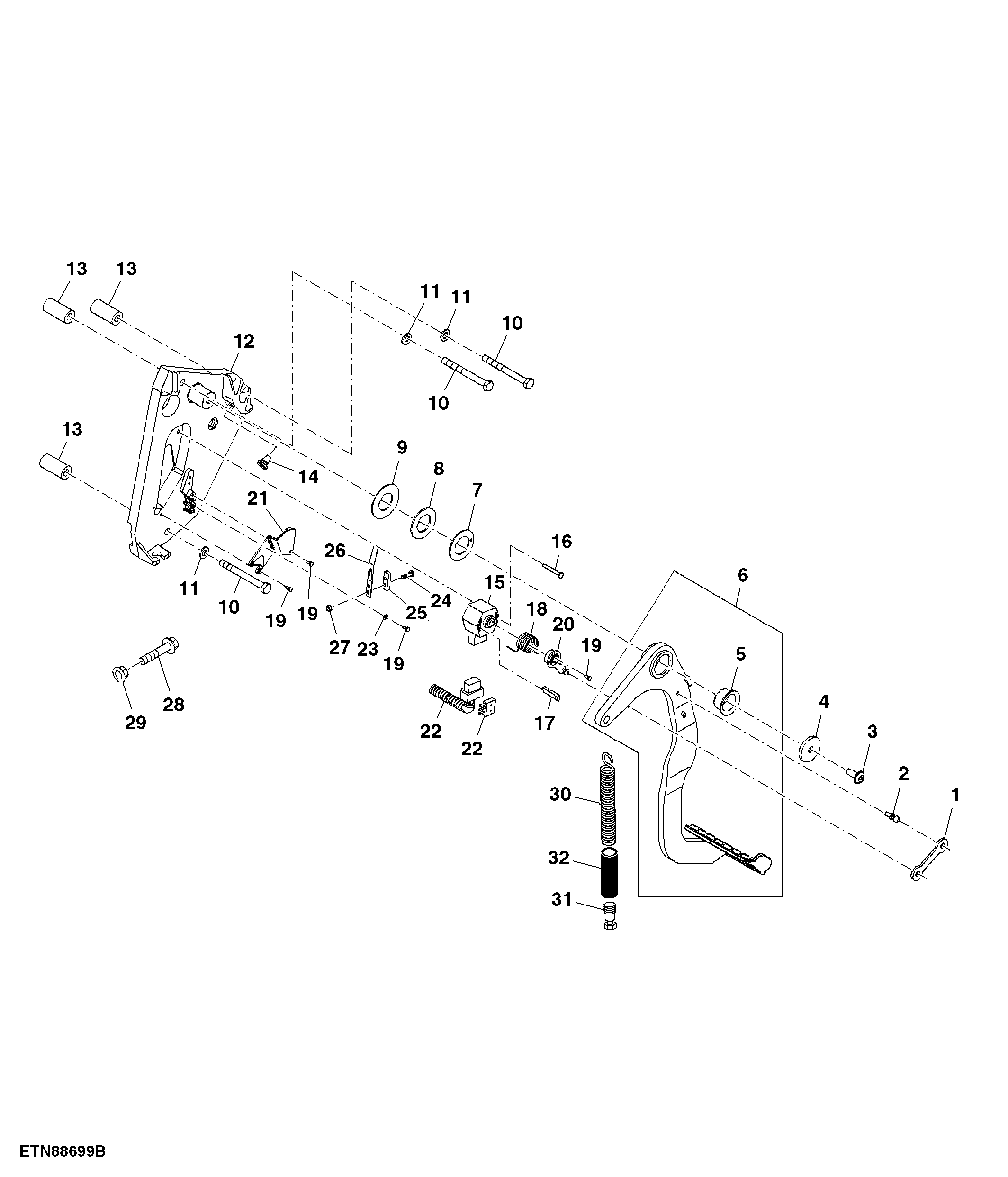 Clutch Pedal / Linkage, Open Operator station