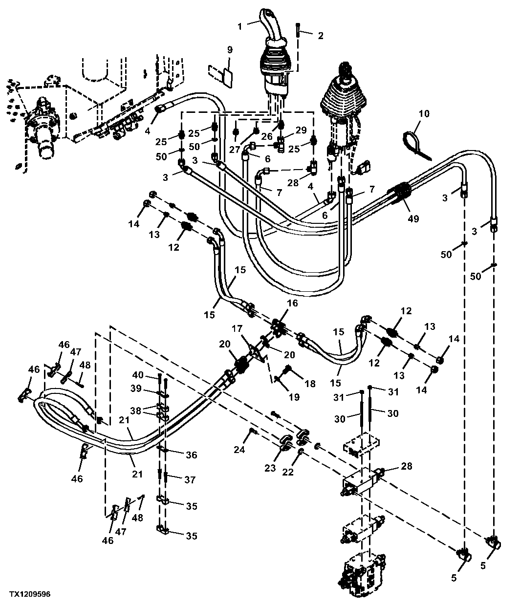 Ripper Hydraulic Control Lever and Hoses ( - 009379)