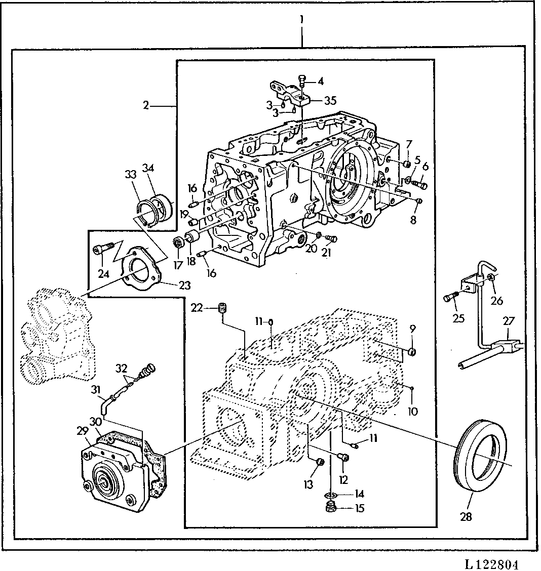 TRANSMISSION CASE CONVERSION KIT, SYNCHRON. TRANSM. (WITH INDEP. 540 RPM PTO)