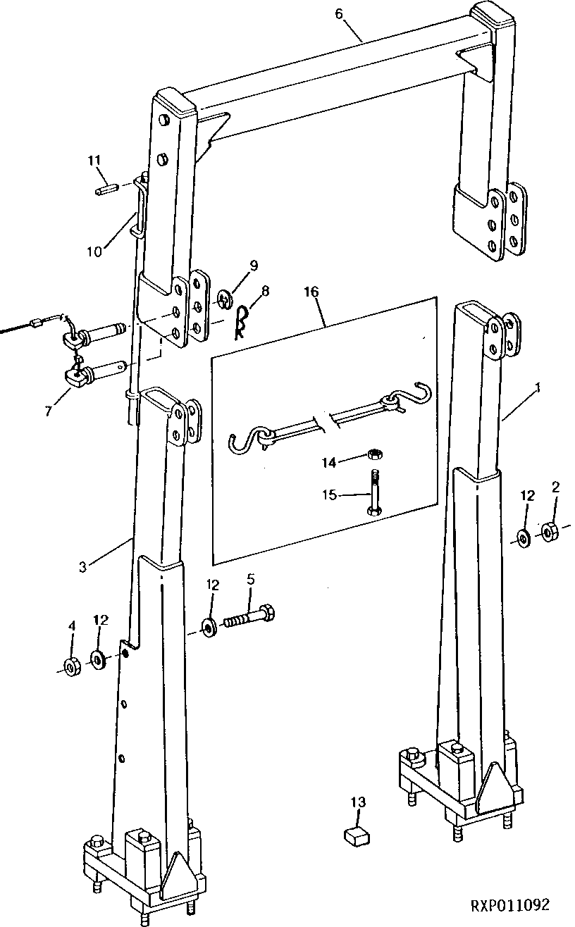 TWO-POST FOLDING ROLL OVER PROTECTION STRUCTURE