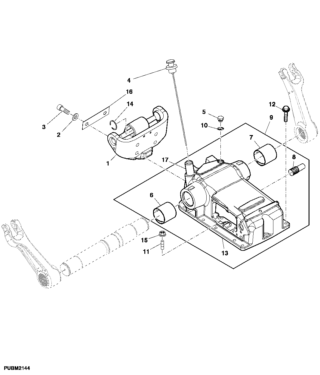 Rockshaft Housing, Dipstick And Center Link Bracket