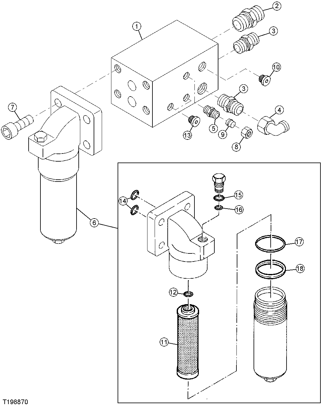 HYDROSTATIC OIL FILTER ELEMENT AND MANIFOLD
