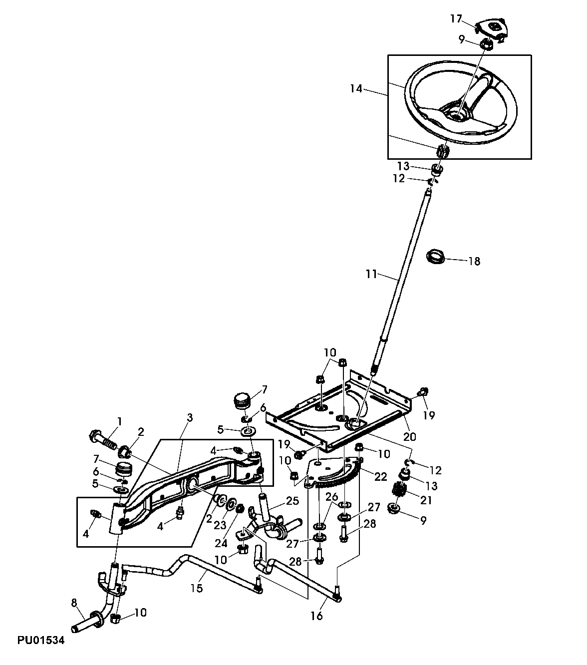 Steering Wheel, Gears, Linkage and Front Axle