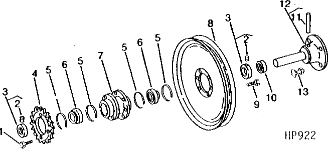 PLATFORM AND FEEDER HOUSE DRIVE UPPER COUNTERSHAFT AND SPROCKET