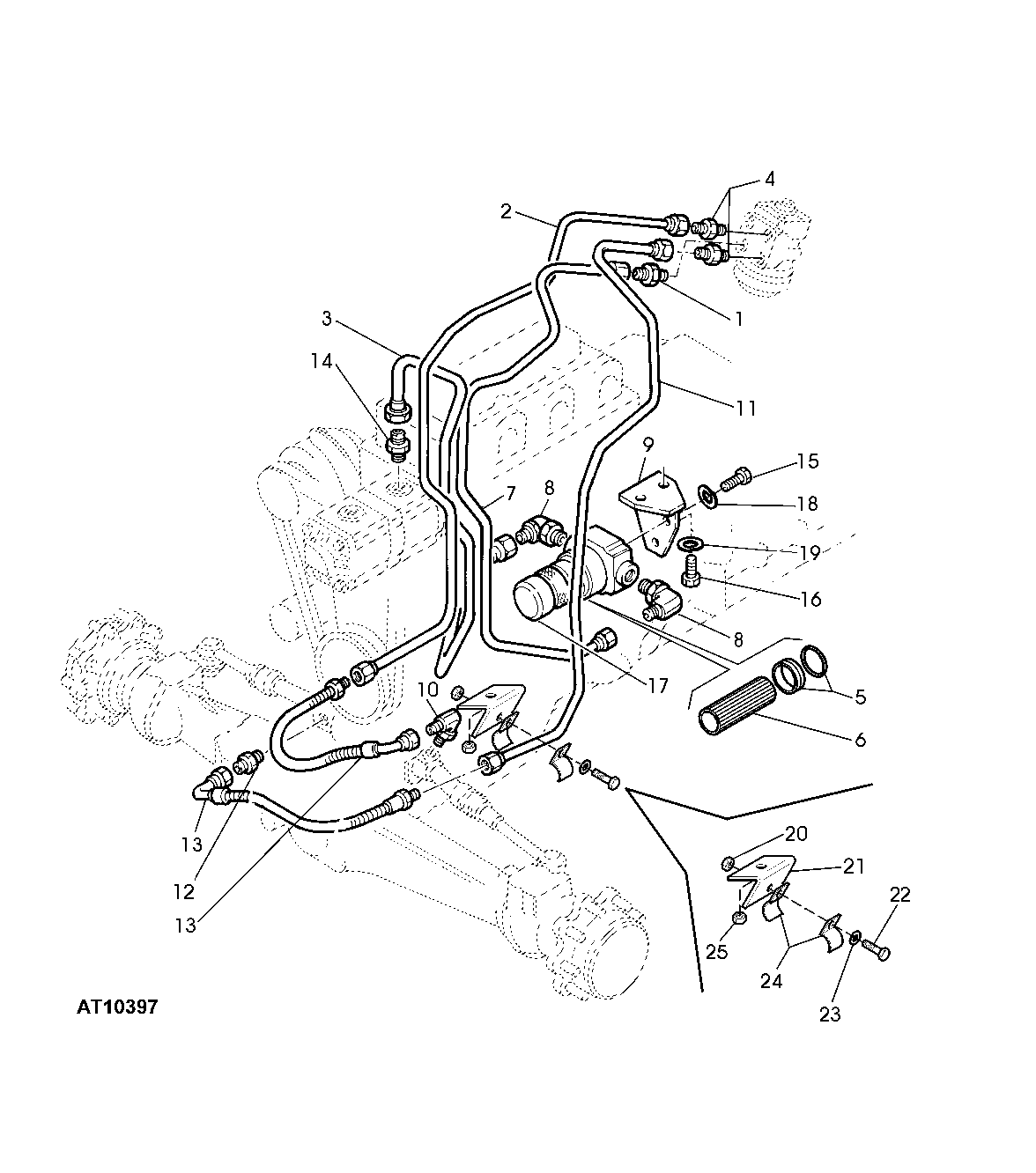 HYDROSTATIC POWER STEERING PIPES WITHOUT CAB
